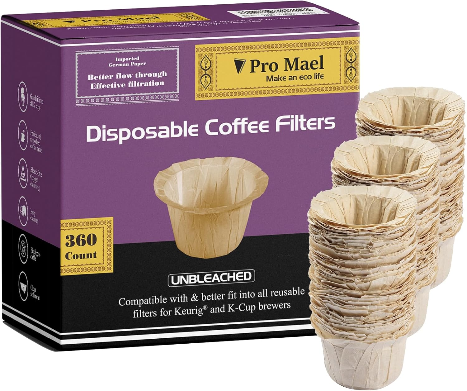 Pro Mael 360 Count Disposable K Cup Filters, Coffee Filter Paper for Keurig Brew...