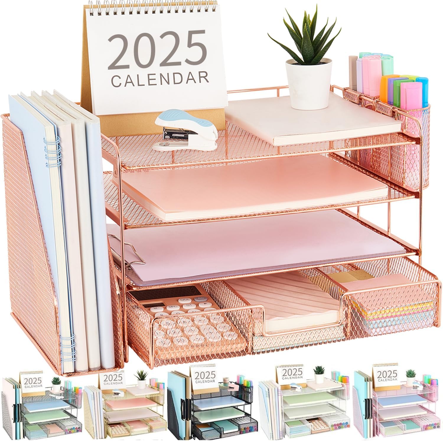 gianotter Paper Letter Tray Organizer with File Holder, 4-Tier Desk Accessories...