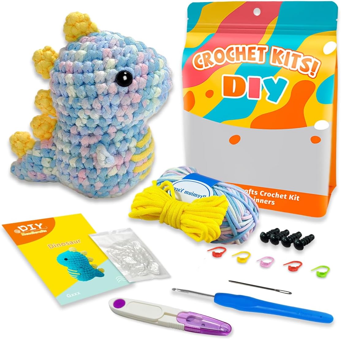Jeslon Beginners Crochet Kits - Knitting kit with Easy Colorful Yarn with Step-b...