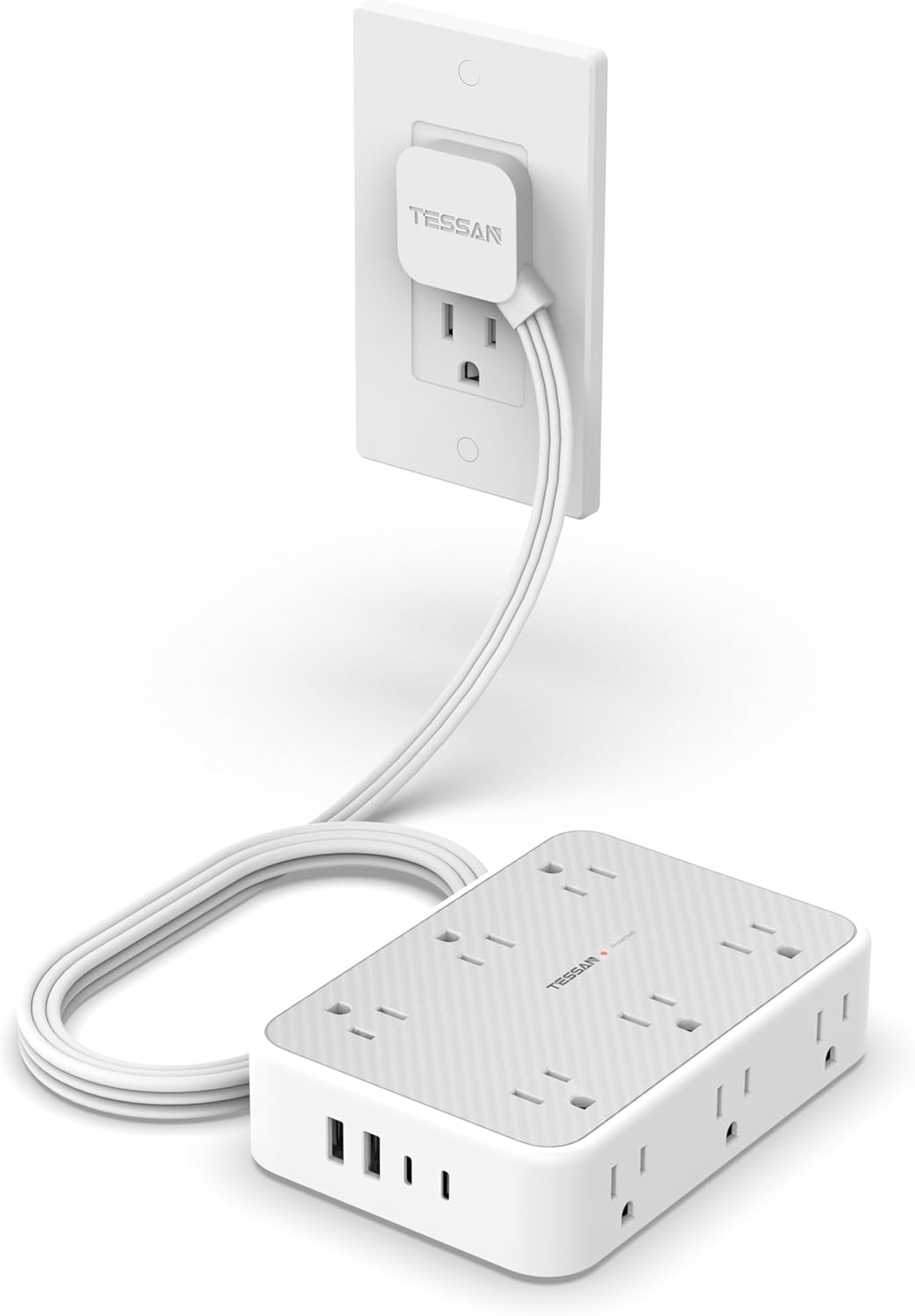 Surge Protector Power Strip, TESSAN 5FT Flat Extension Cord with Multiple Outlet...