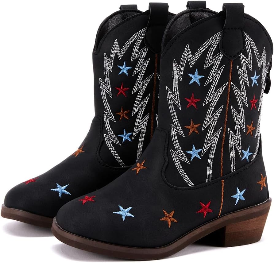 BMCiTYBM Girls Cowgirl Boots Unisex-Child Mid Calf Toddler Cowboy Boots Little K...