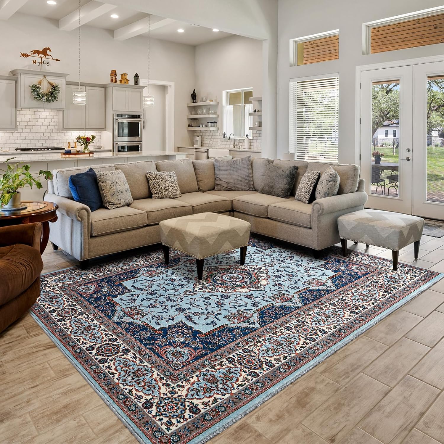 Area Rugs for Living Room 4x6 Boho Rug with Non-Slip Backing Machine Washable Ca...