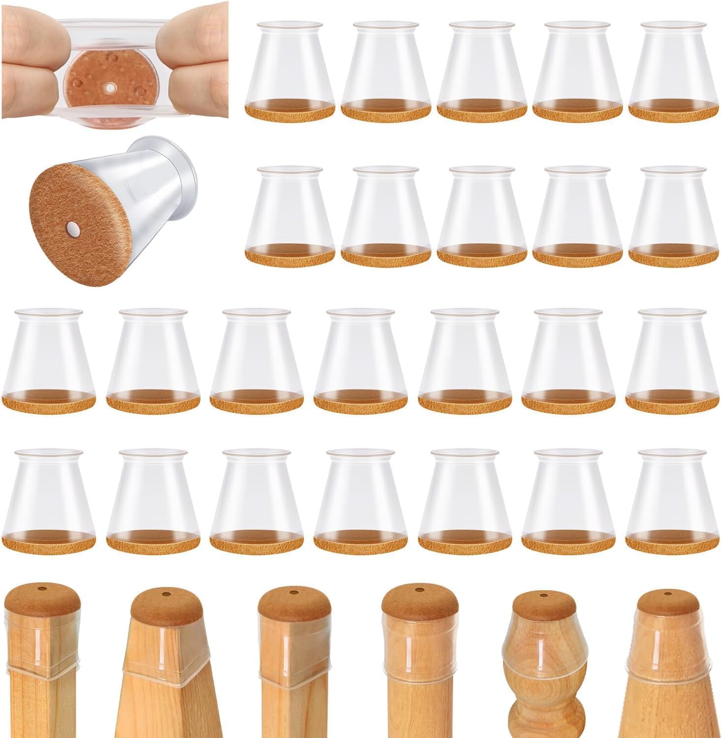 24 Pcs Chair Leg Floor Protectors for Hardwood Floors Silicone Covers to Protect...