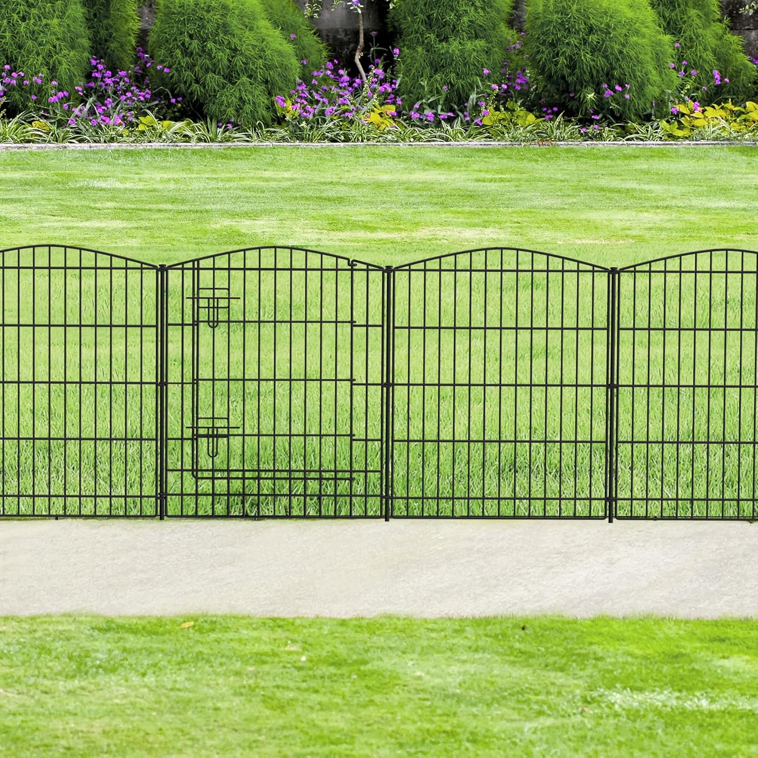 INJOPEXI Decorative Garden Fence 6 Panels 11.8ft (L)×30in (H) Garden Fence No Di...