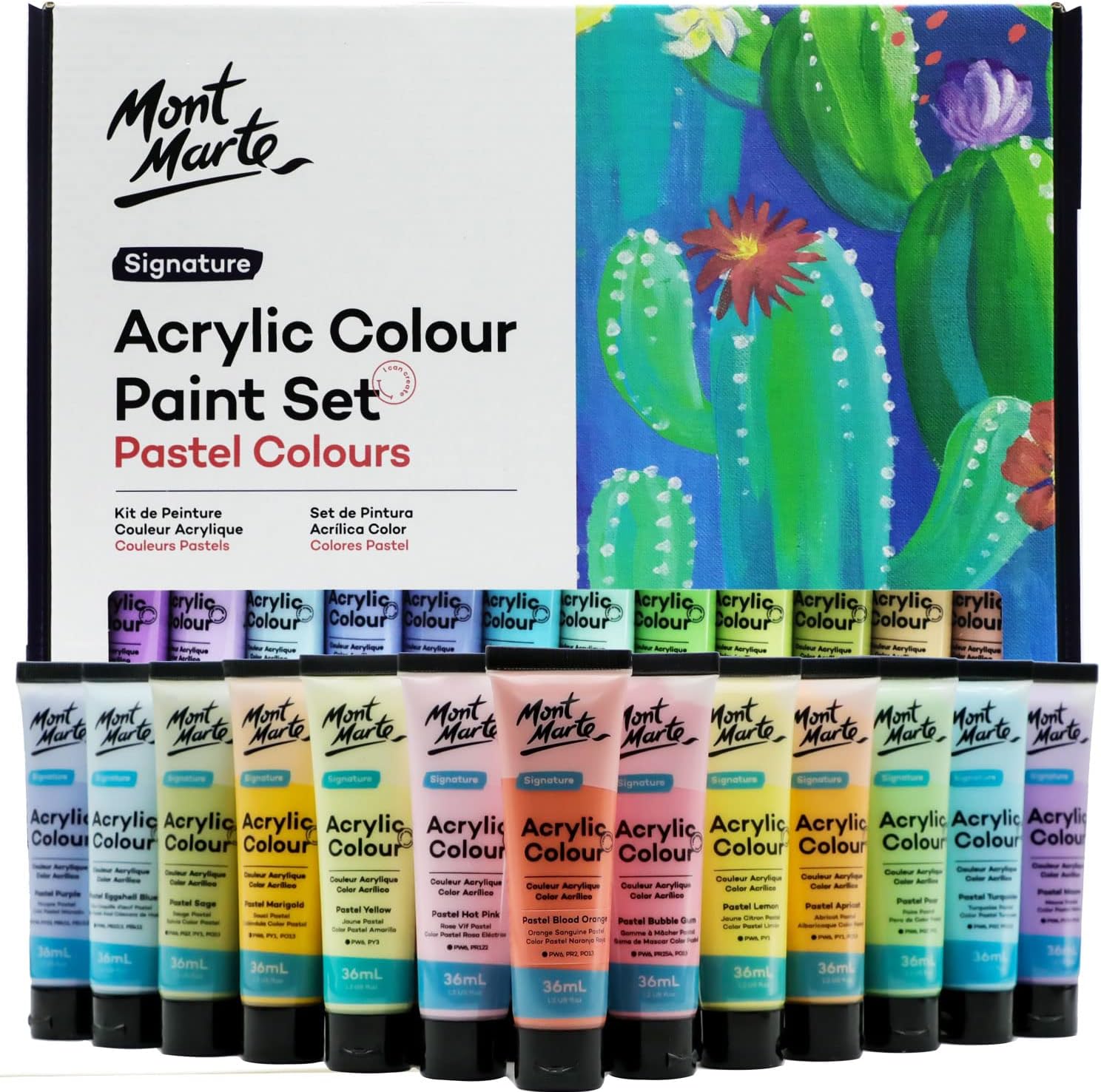 MONT MARTE Acrylic Colour Pastel Paint Set Signature 24pc x 36ml (1.2 US fl.oz),...