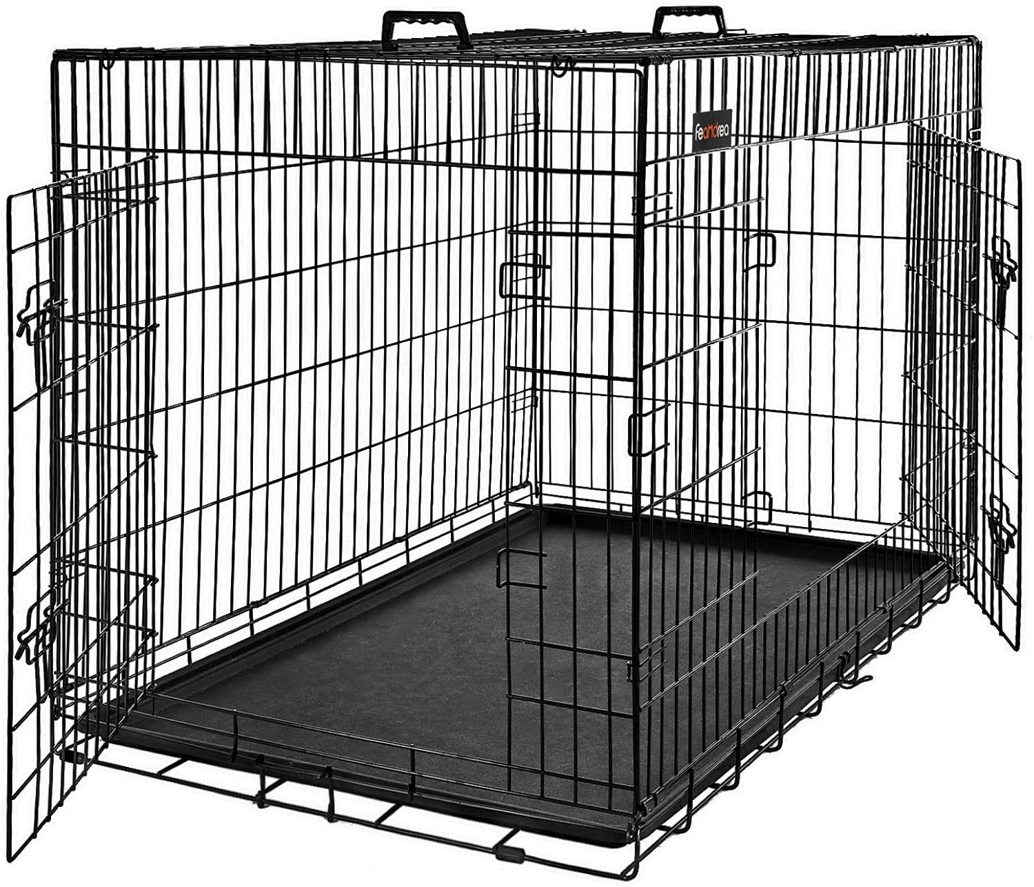 Feandrea Dog Cage, Dog Crate with 2 Doors, 92.5 x 57.5 x 64 cm, Black PPD36BK