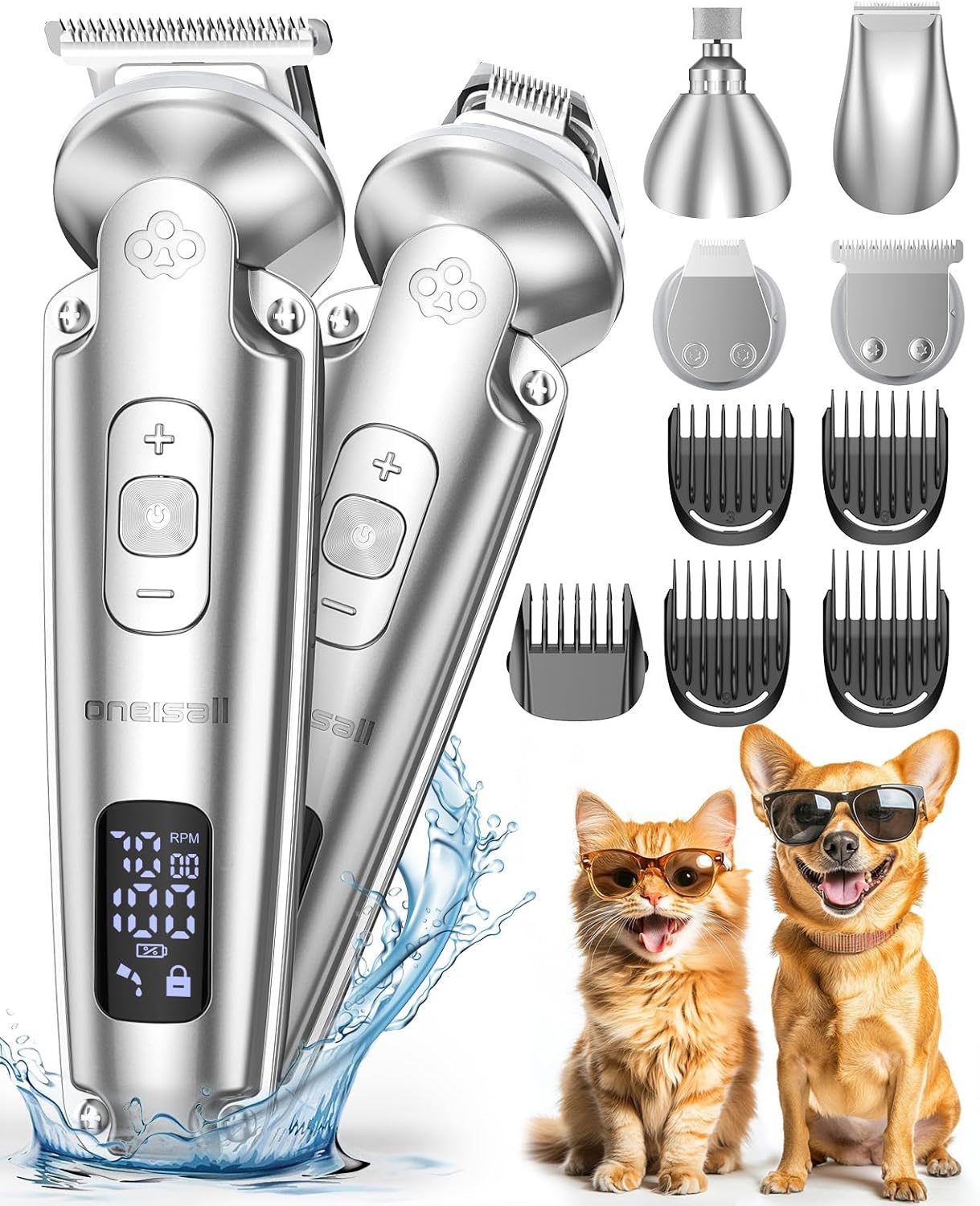 oneisall Dog Clippers and Dog Paw Trimmer and Nail Grinder with Low Noise,Dog Gr...