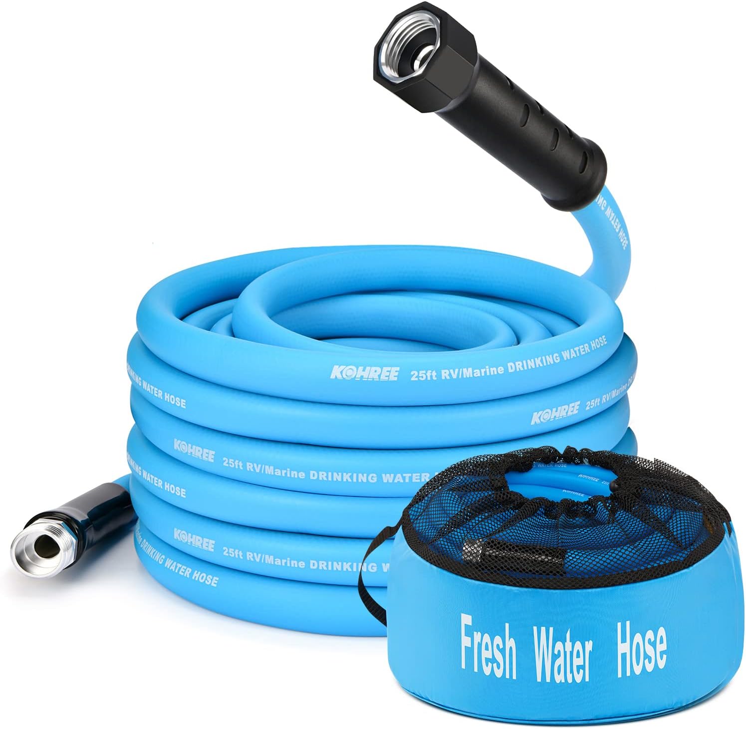Kohree 25FT RV Water Hose with Storage Bag, 5/8'' Premium Drinking Water Hose Le...
