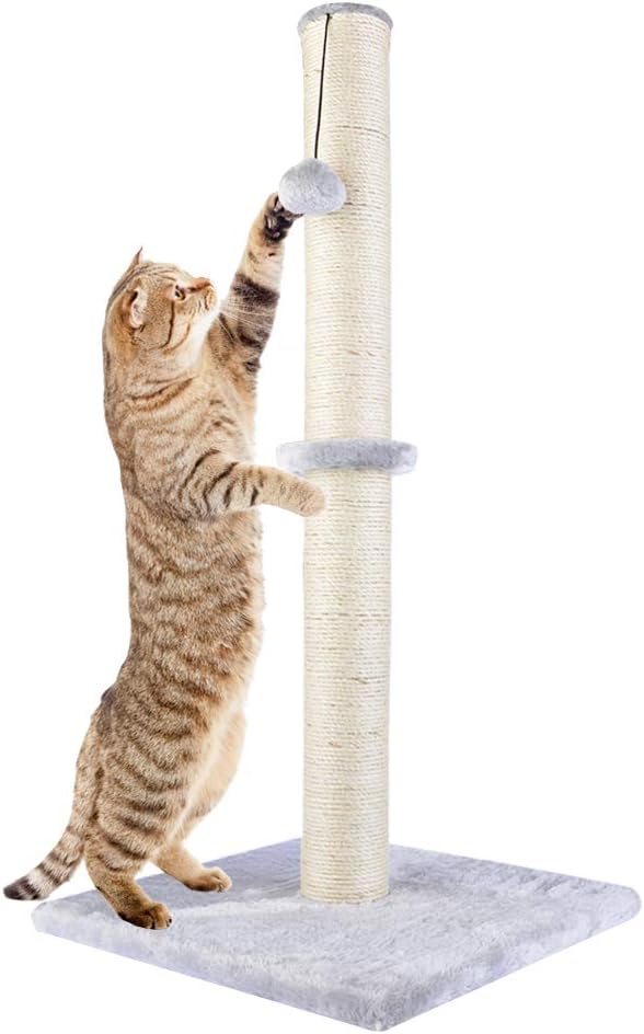Dimaka 29" Tall Cat Scratching Post, Claw Scratcher Sisal Rope Covered Soft Smoo...