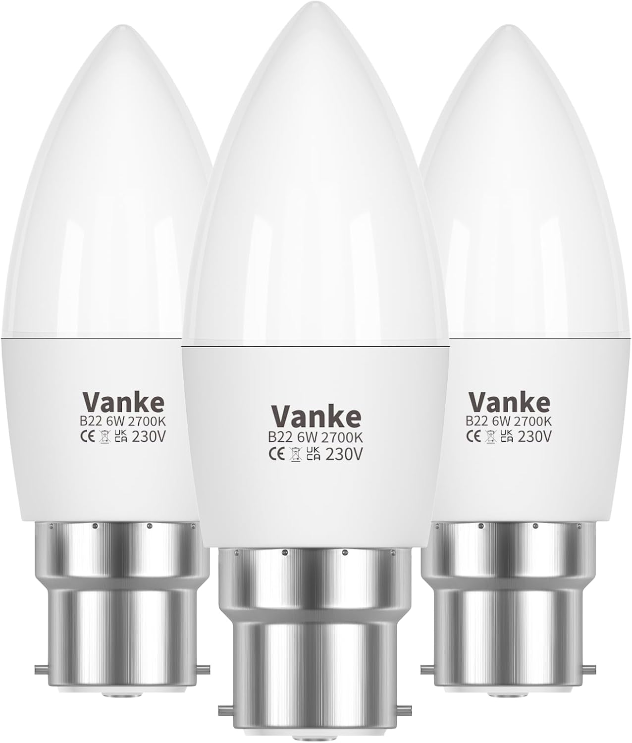 Vanke Bayonet Candle Light Bulb 40w Equivalent, B22 LED Bulbs Warm White 2700K,...
