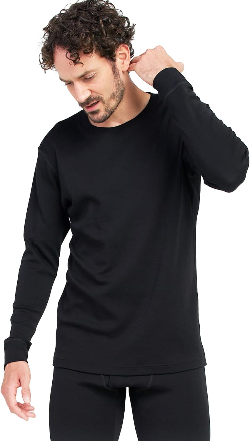 LAPASA Men 100% Merino Wool Shirt Base Layer Lightweight Midweight Thermal Top L...