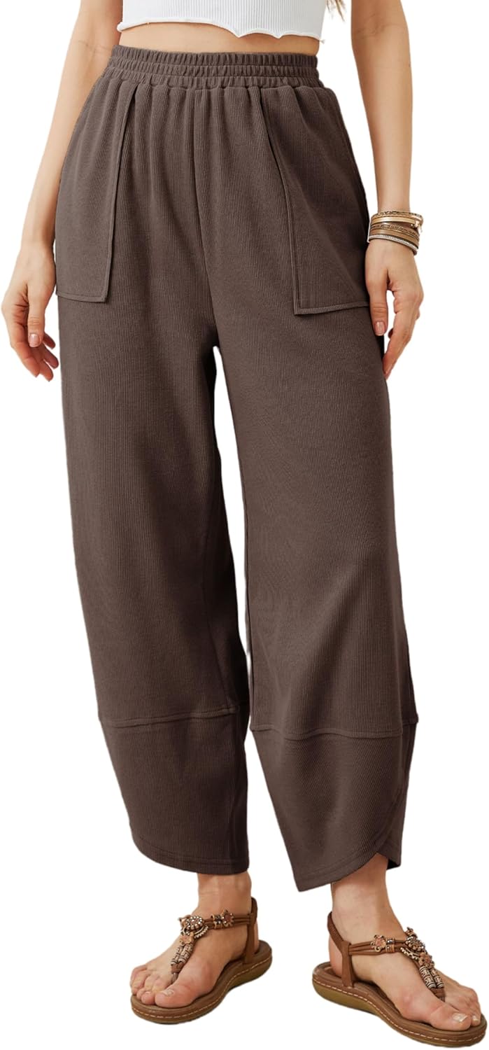 Xiaoxuemeng Womens Baggy Wide Leg Pants Casual Elastic Waisted Palazzo Harem Pan...