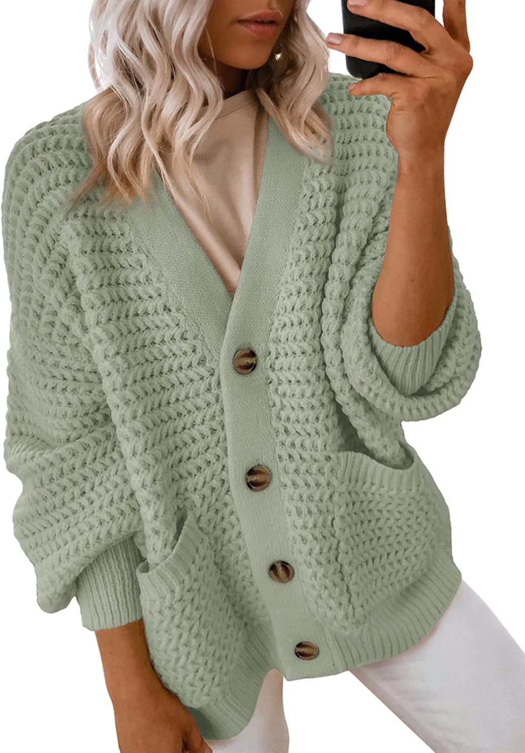 Dokotoo Women's 2025 Fashion Casual Open Front Long Sleeve Chunky Knit Cardigans...