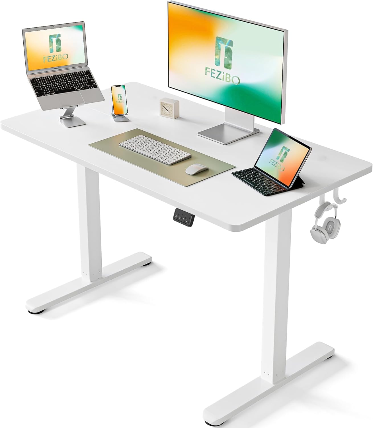 FEZIBO Height Adjustable Electric Standing Desk, 100 * 60 cm Stand up Table, Sit...