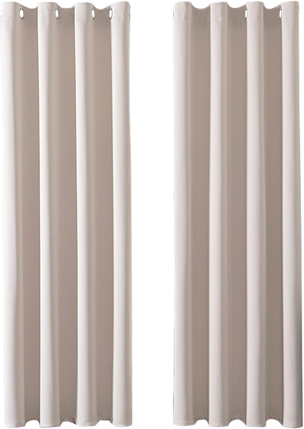 MRTREES Blackout Curtains Bedroom 90 Drop 2 Panels Biscotti Beige Eyelet Thermal...