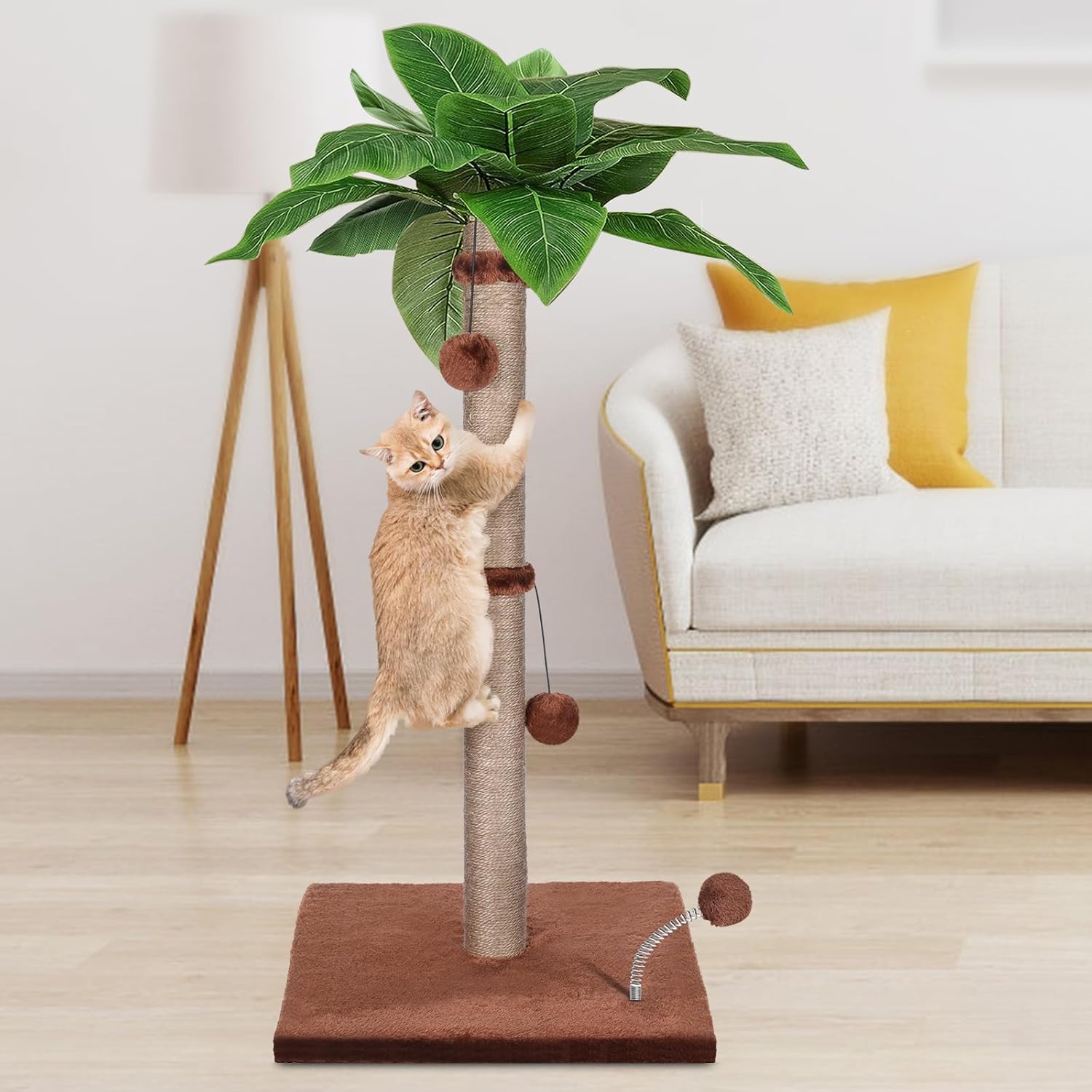 Cat Scratching Post for Indoor Cats,33.5” H Sisal Scratching Post for Kitten & L...
