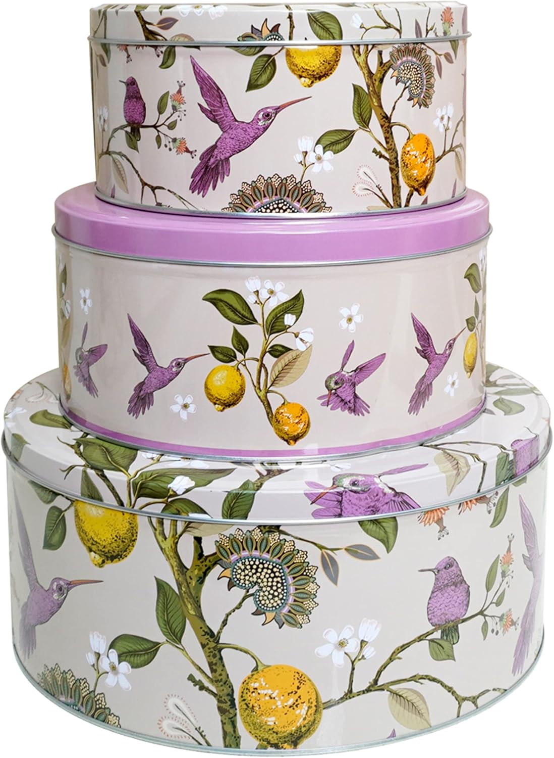 SiXsigma Sports Set of 3 Round Nesting Cake Storage Tins airtight baking round l...