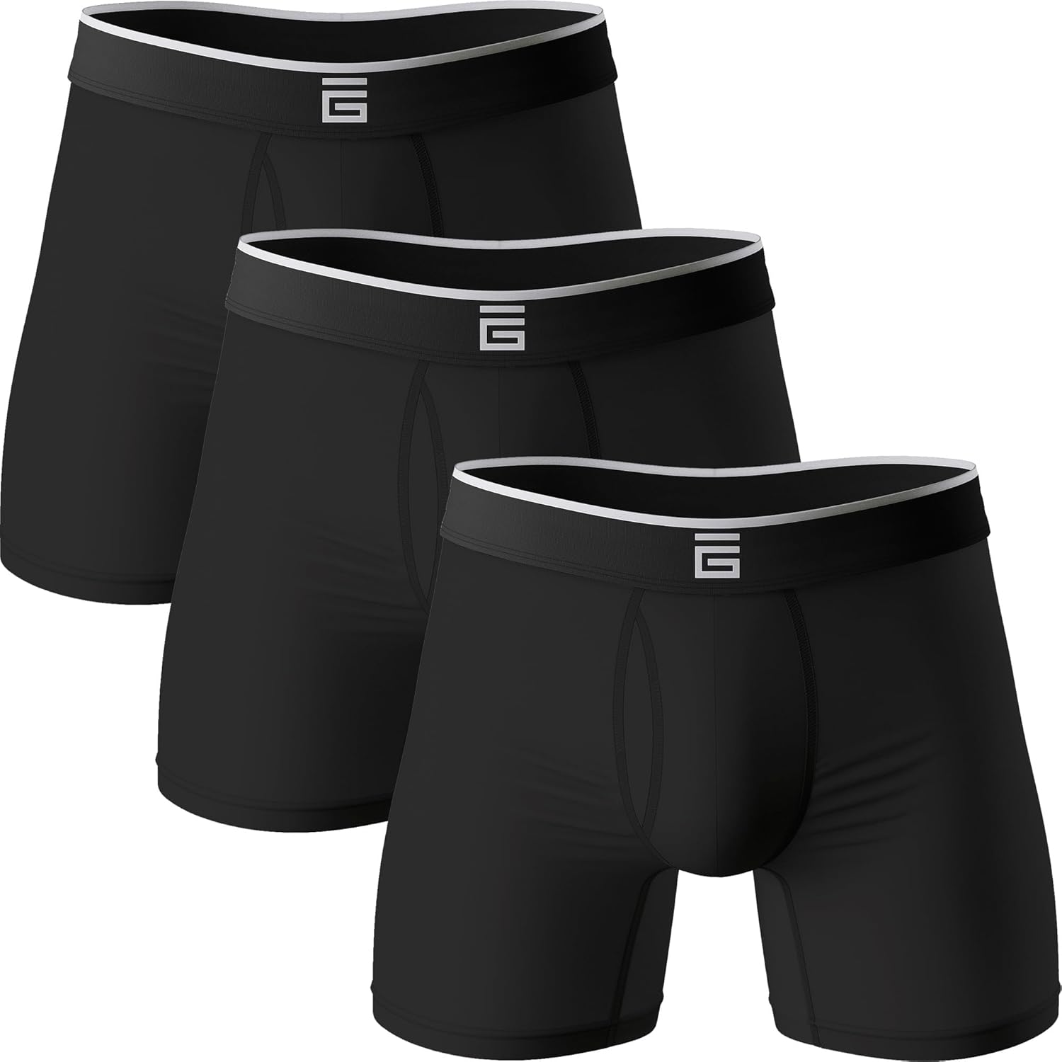 Giovici Mens Boxers Bamboo Anti Chafing Soft Comfortable Boxer Briefs Longer Leg...