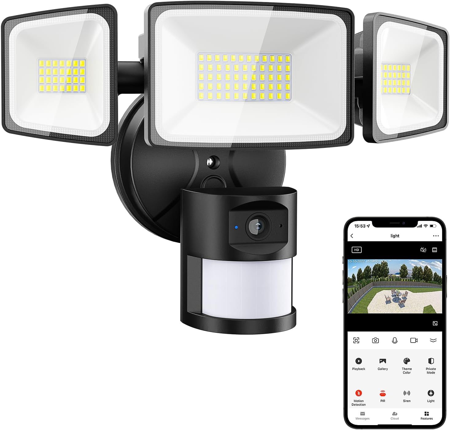 Onforu Floodlight Camera,2K HD Outdoor Security Camera,55W 5500lm Wired Cam,125°...