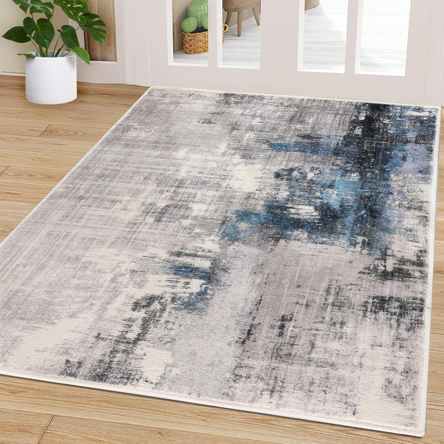 Door Mat, Front Indoor Door Mat Faux Wool Non-Slip Entryway Rug Absorbent Abstra...
