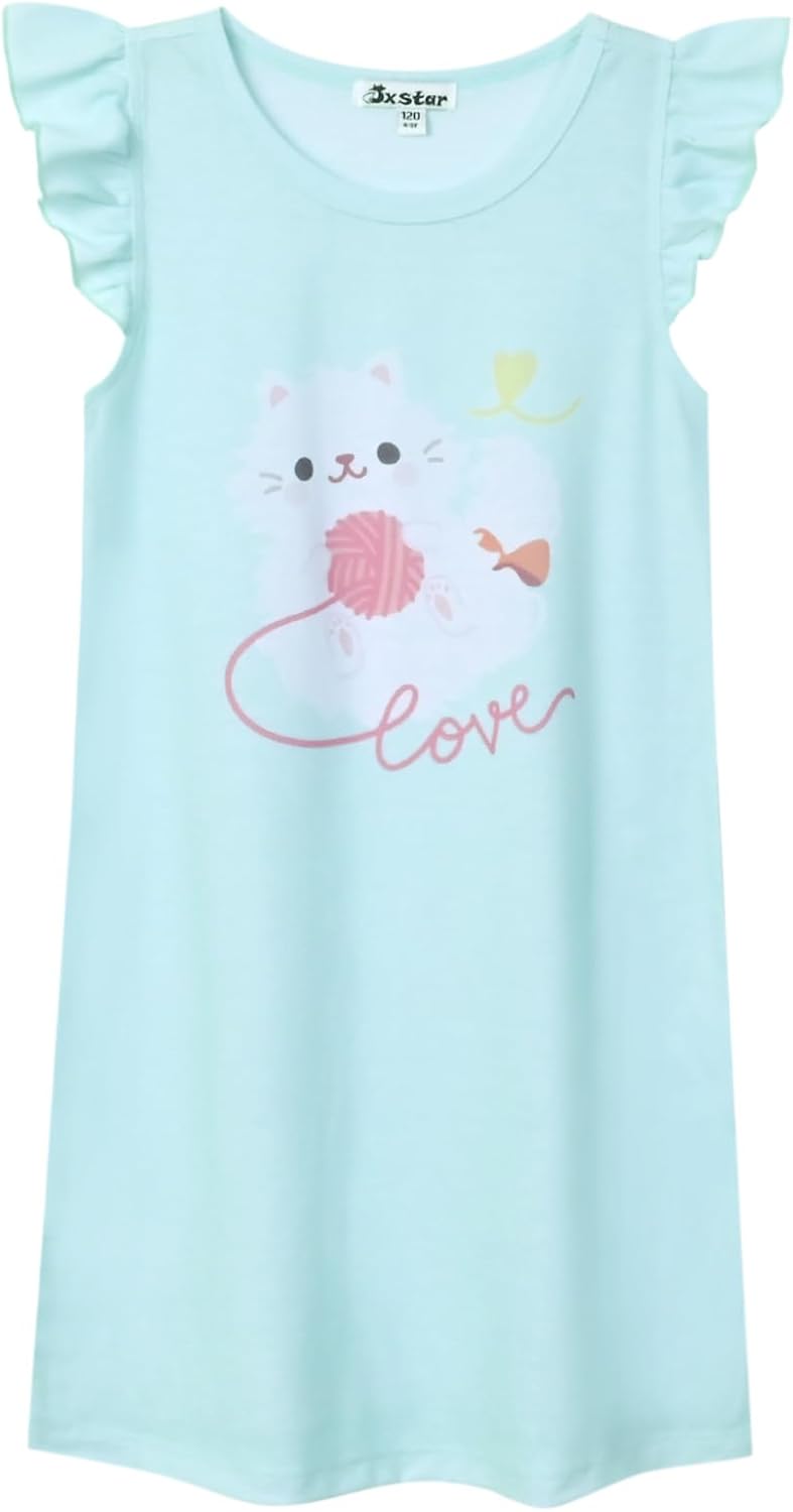 Jxstar Nighggowns for Girls Pajamas Princess Sleepwear Flutter Sleeve Dresses Ca...