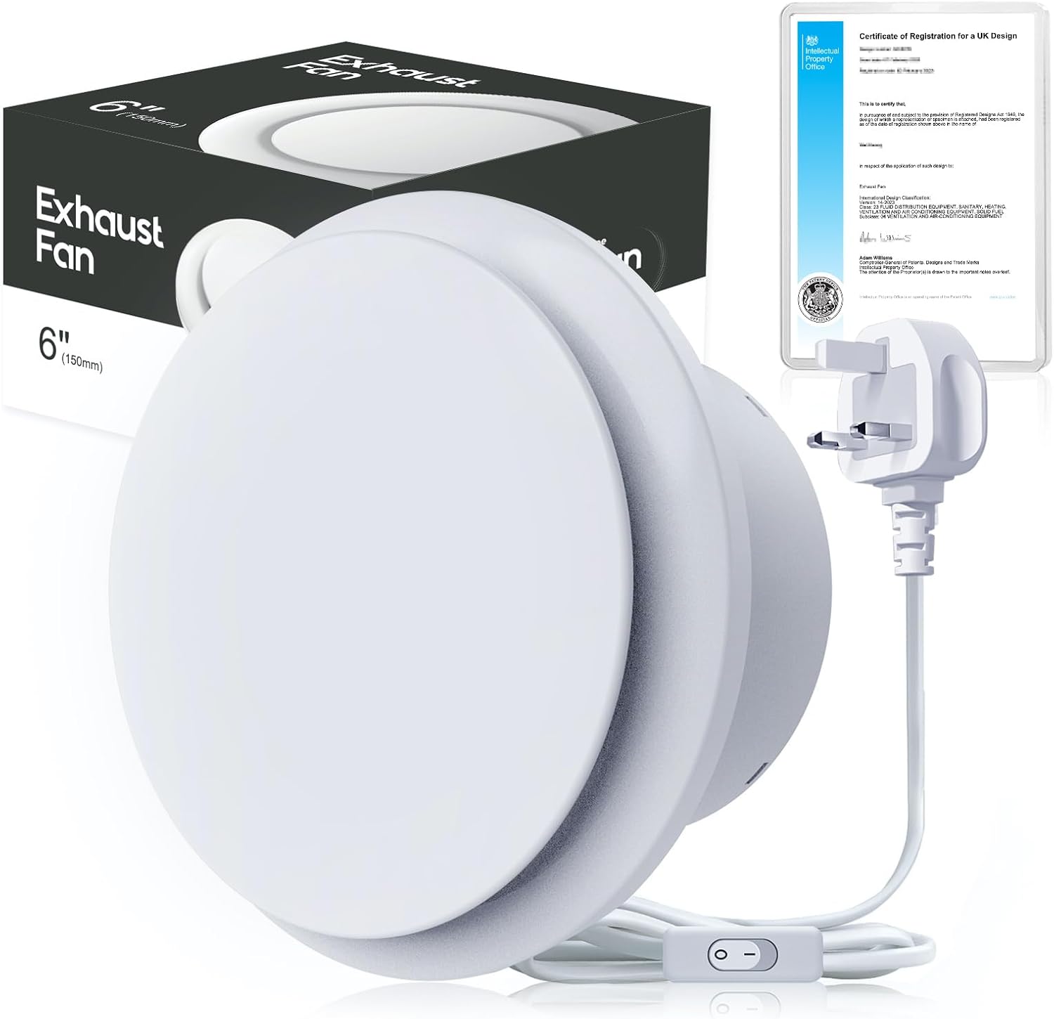 SBONNI 150mm Extractor Fan Bathroom with Switch, Upgraded Silent Powerful Ventil...