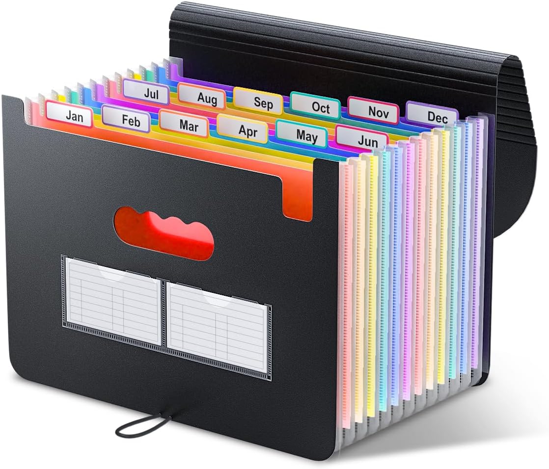 ThinkTex Accordion‌ File Organiser, 12 Pockets Expanding File Folders, Portable...