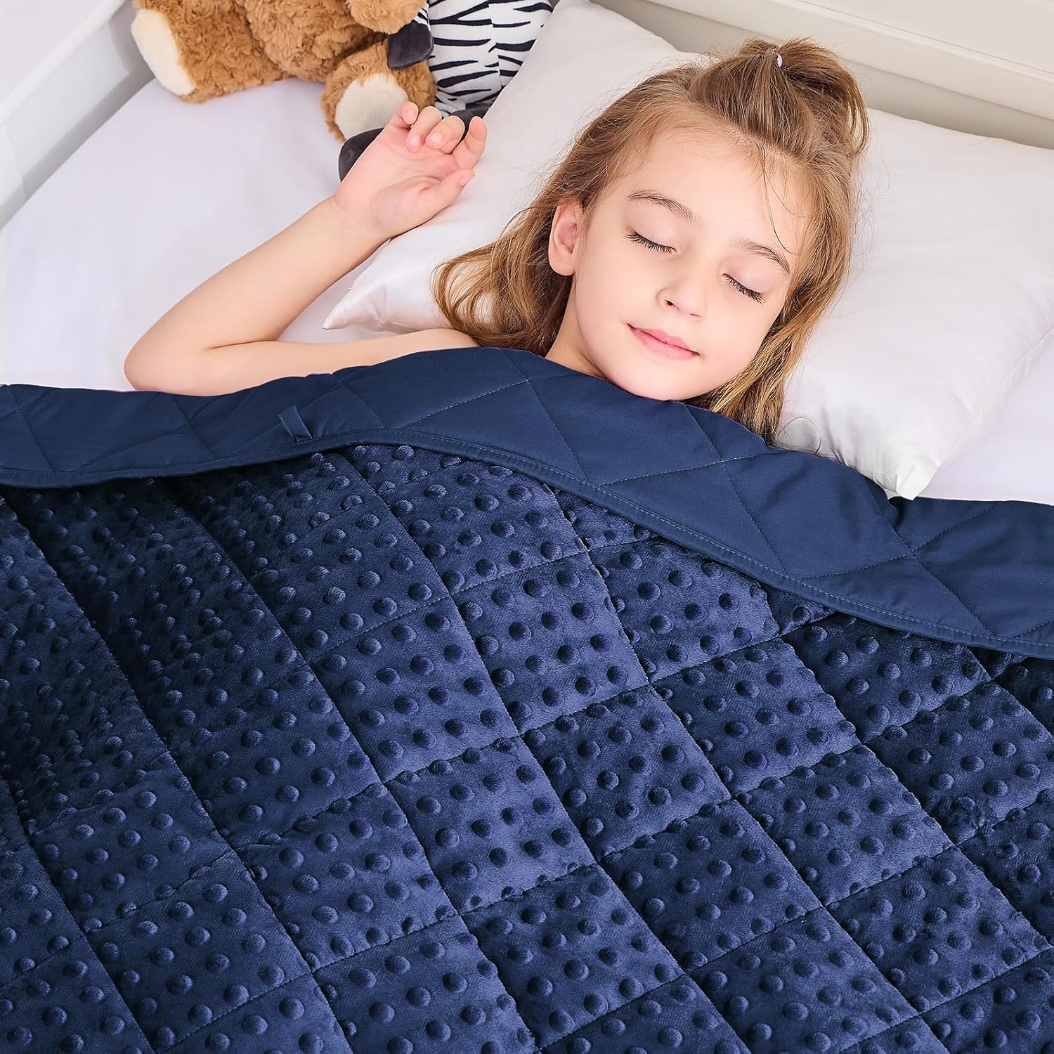 yescool Weighted Blanket Kids 7 lb Blue Warm Weighted Throw Blanket Minky Plush...
