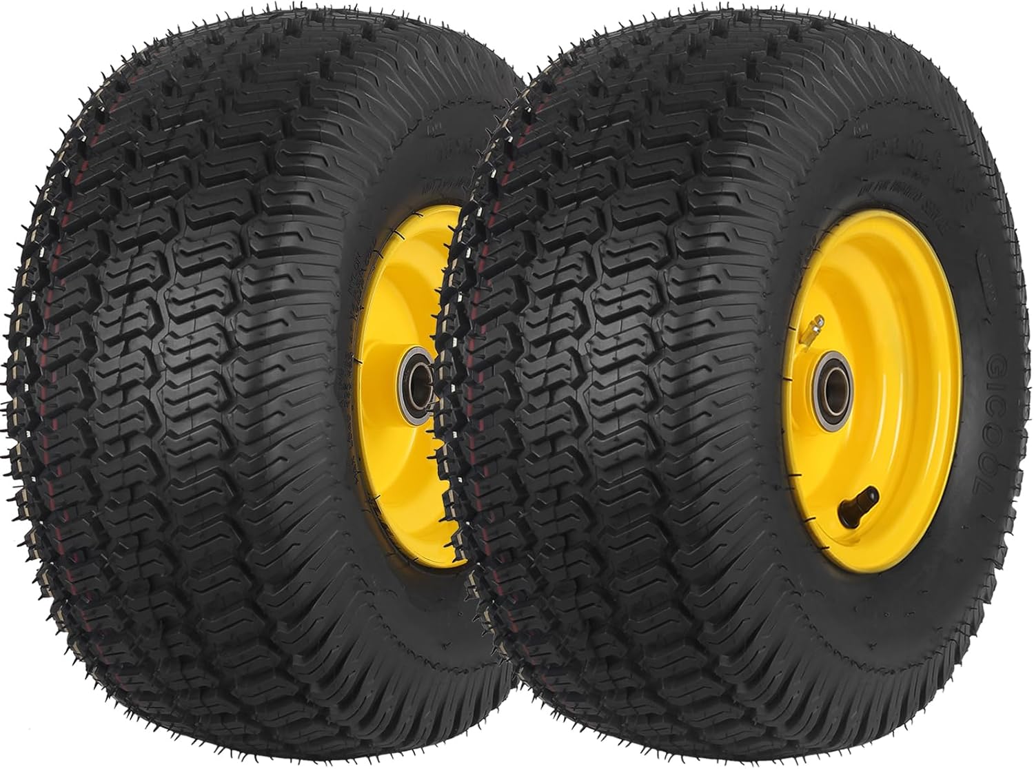 (2 Pack) 15x6.00-6 Tubeless Tire and Wheel, 3" Offset Hub, 3/4" Bearing, 4 Ply,...