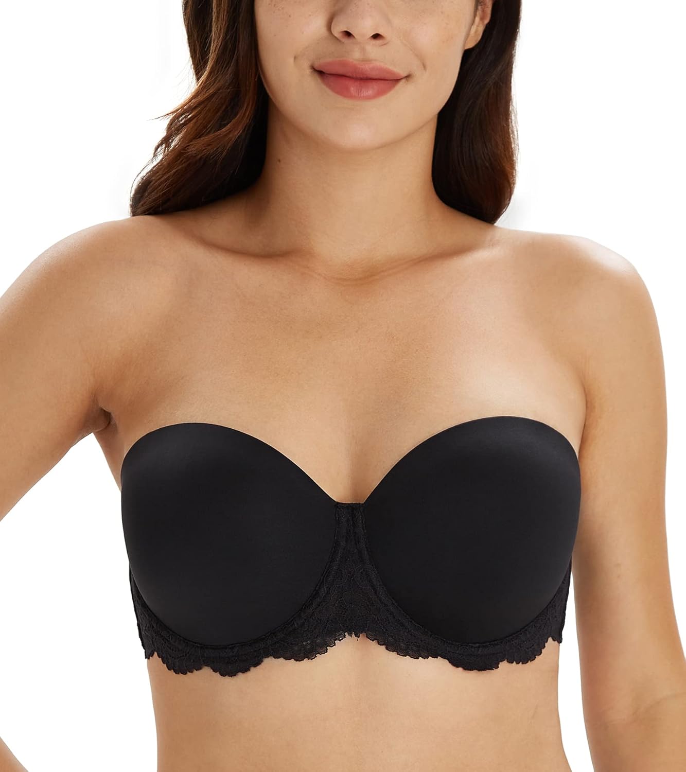 Lemorosy Women's Plus Size Full Coverage Lace Strapless Bra Underwire Multiway C...