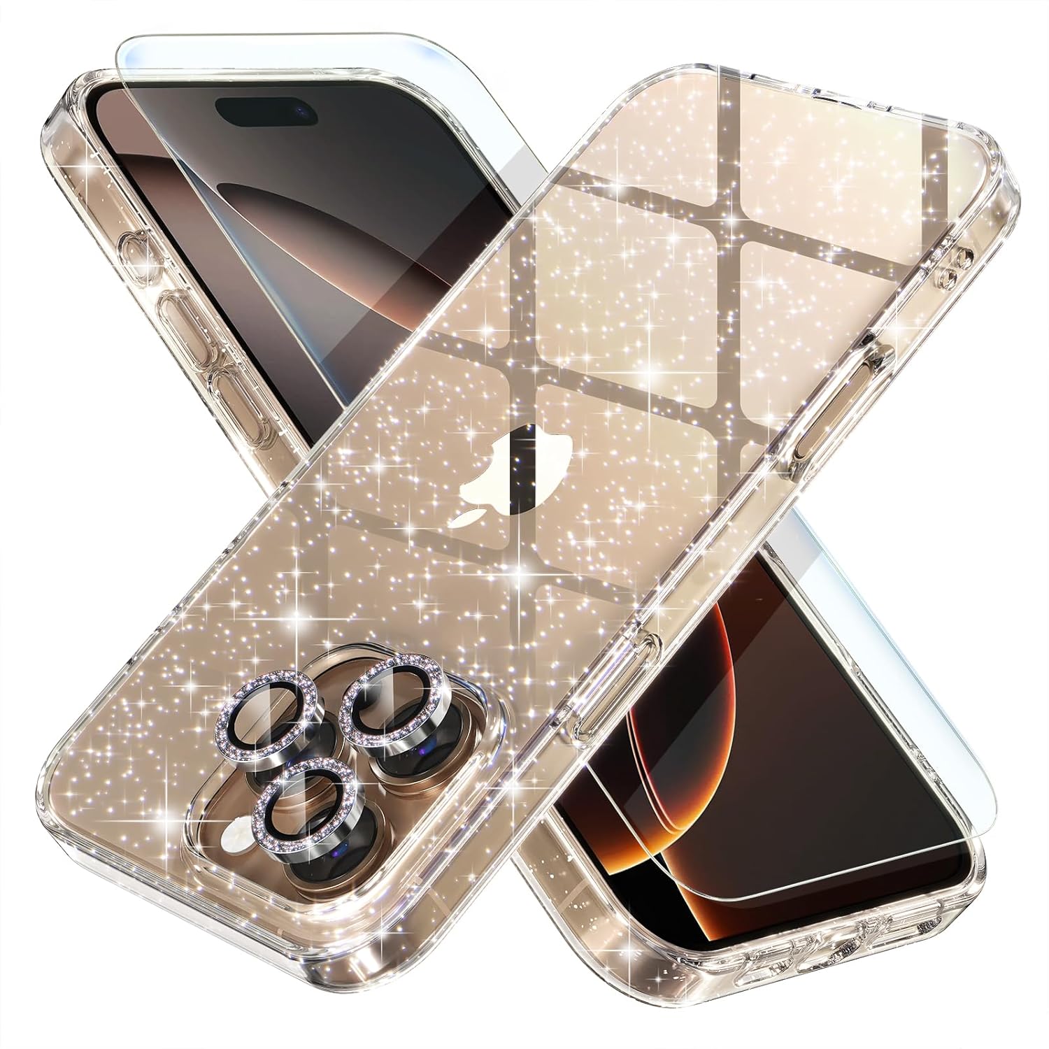 Choiche Compatible for iPhone 16 Pro Max Case, Women Cute Clear Glitter Bling Sp...