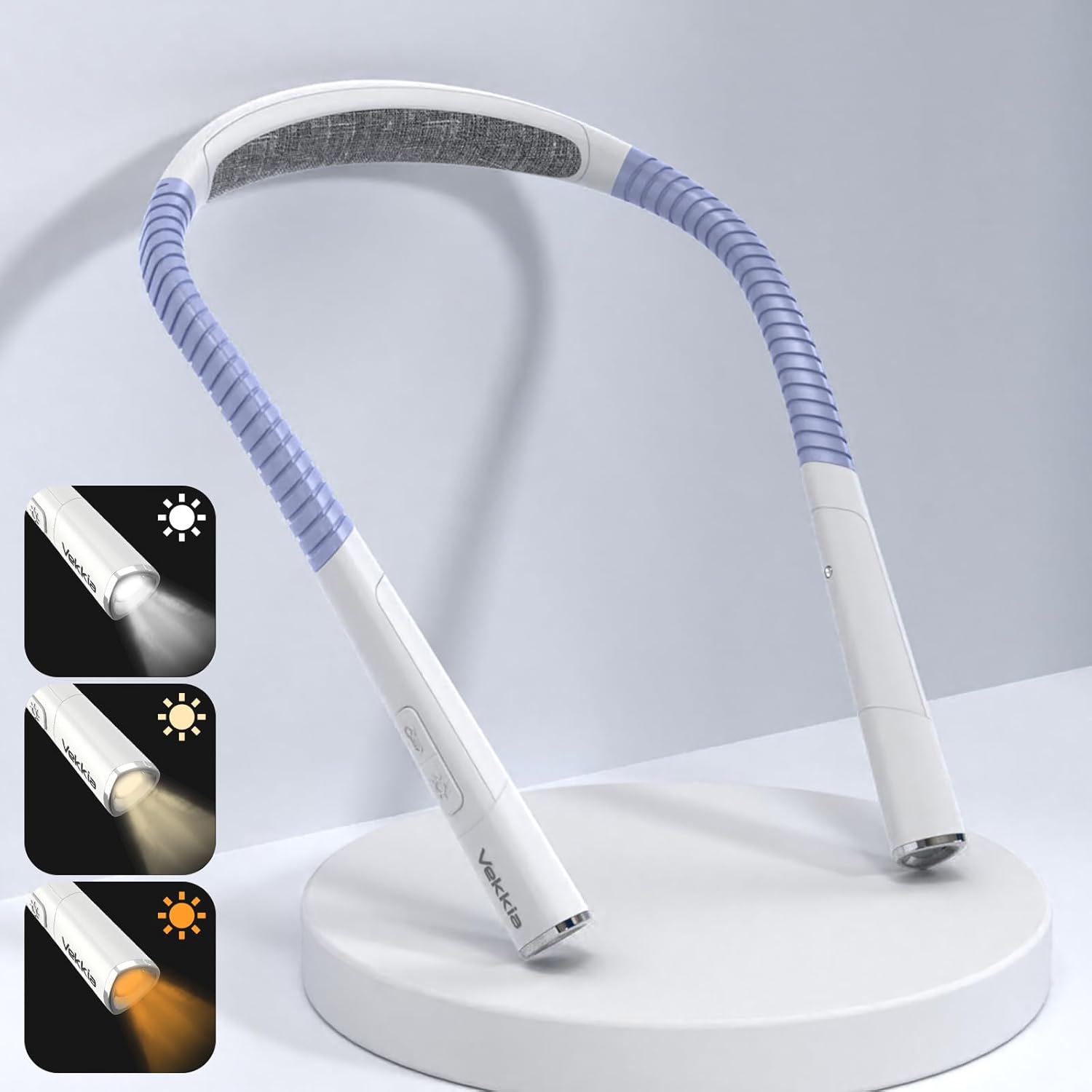 Vekkia LED Neck Reading Light Rechargeable, Book Light for Reading in Bed, 3 Col...