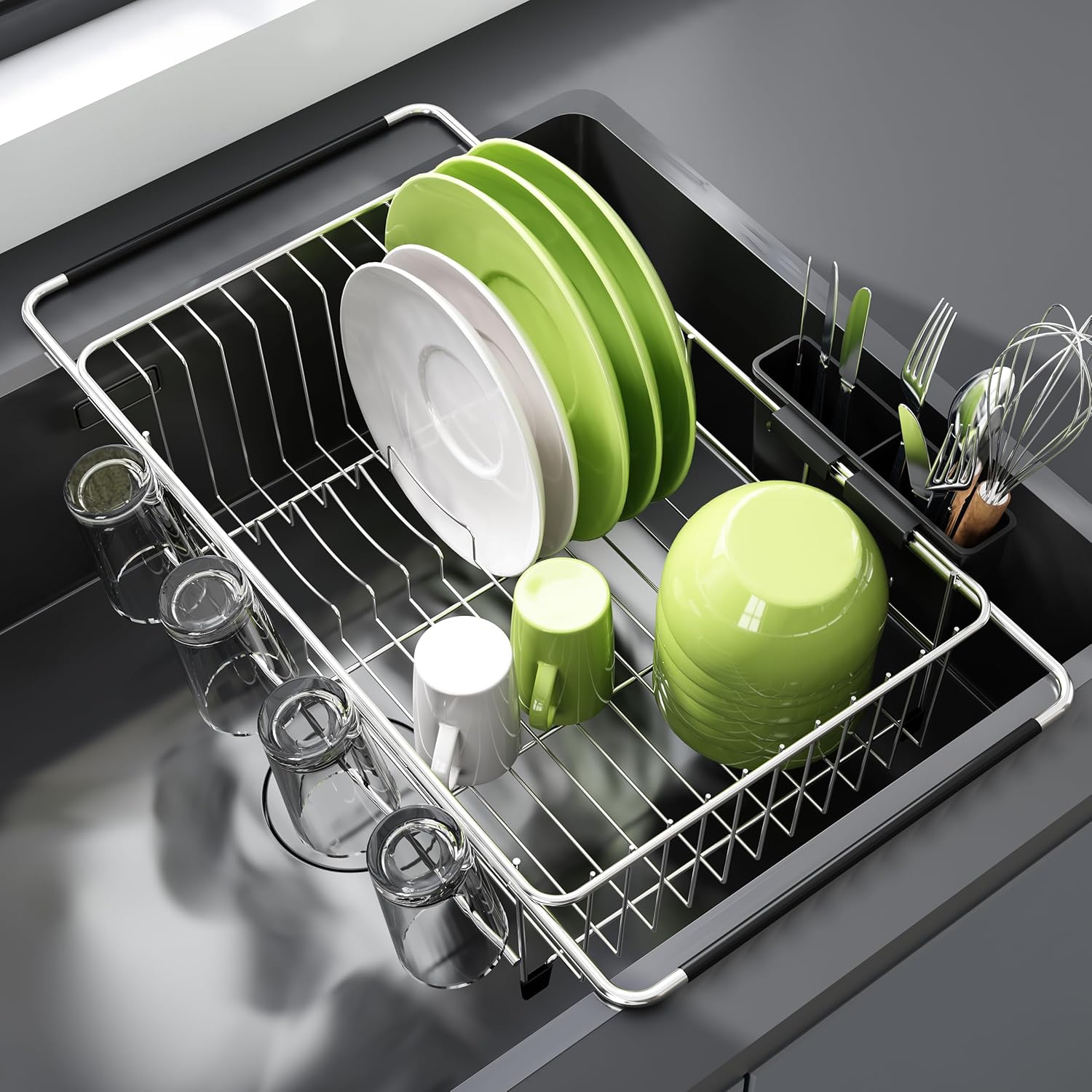 Dish Drying Rack in Sink - Expandable Stainless St...