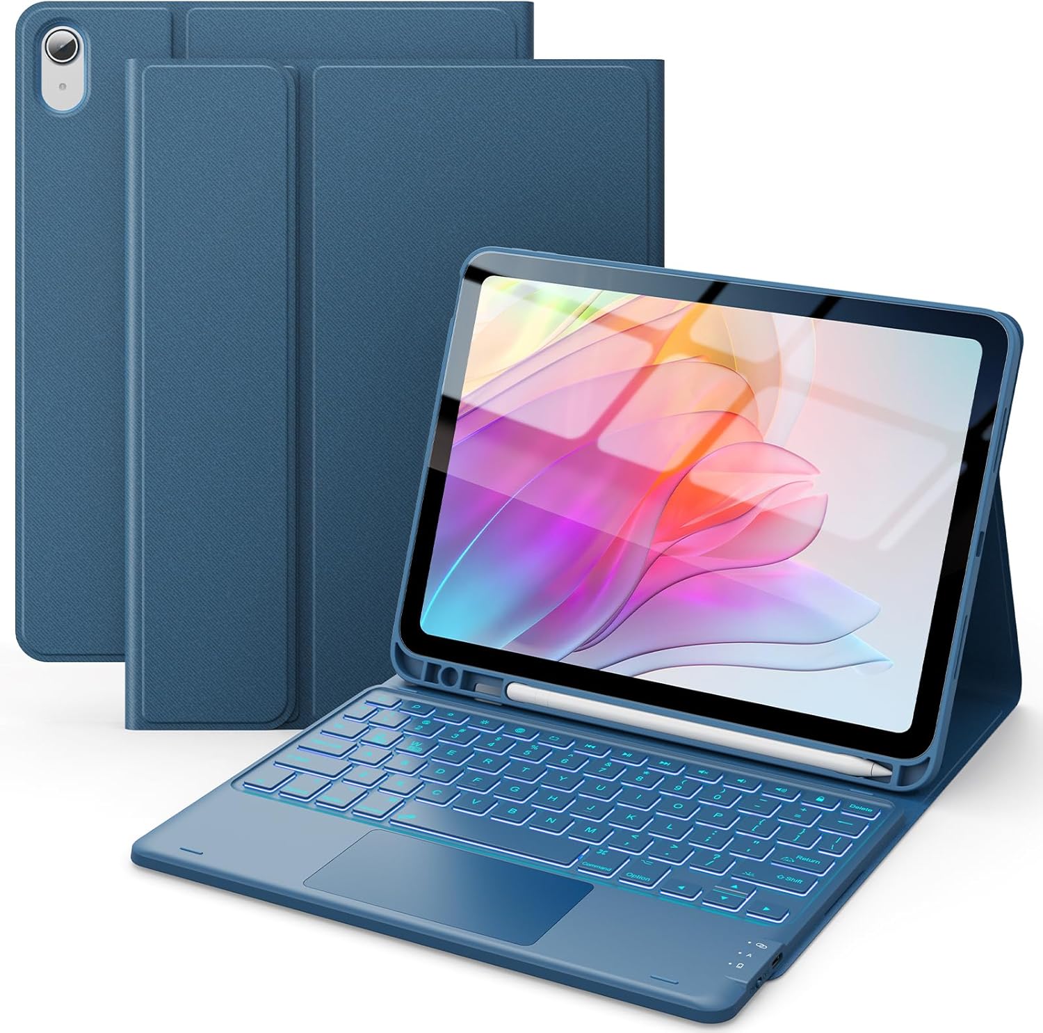CHESONA for iPad 10th Generation Case with Keyboard (10.9", 2022), 7 Color Backl...