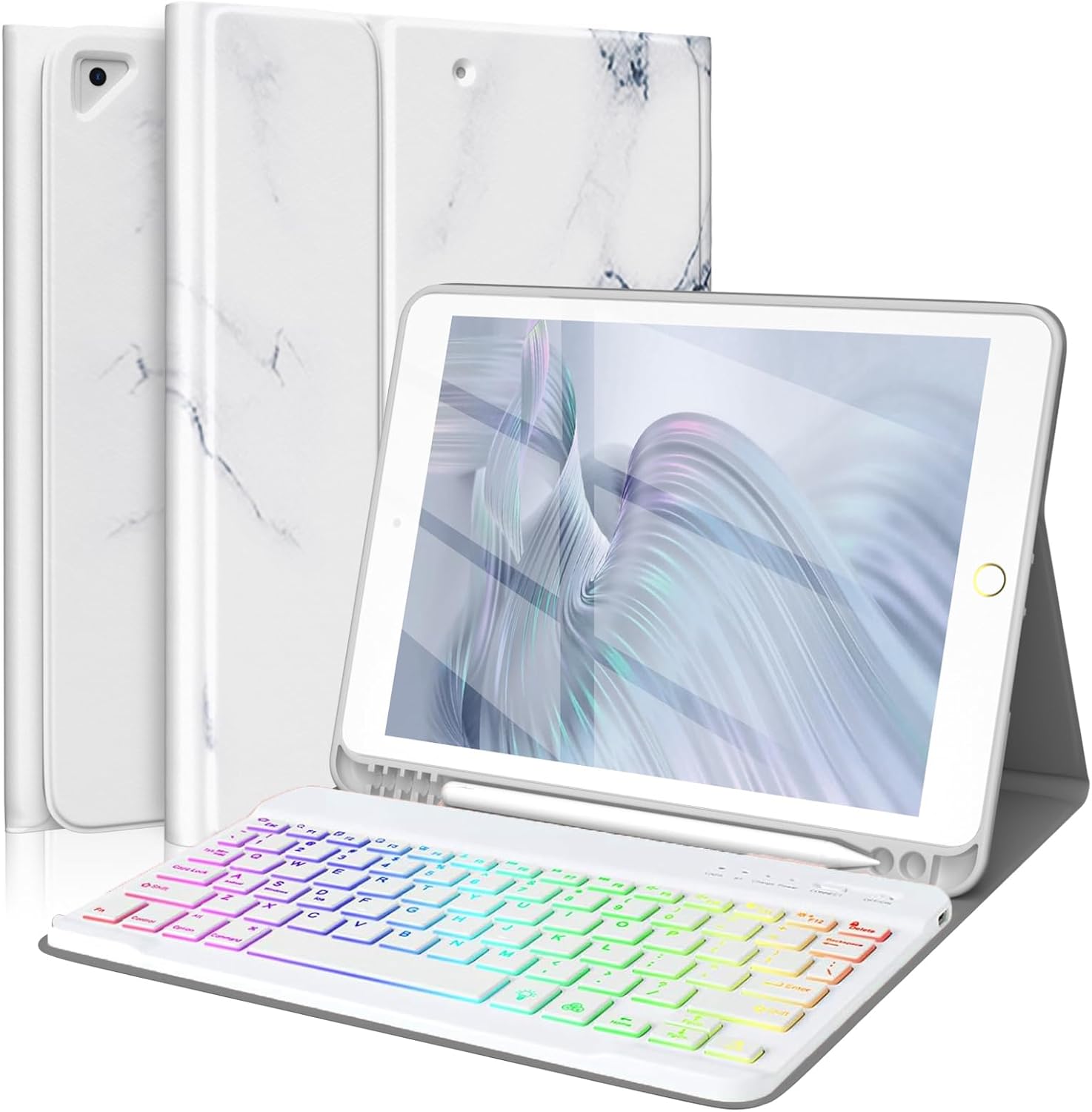 FUWANG Keyboard Case for iPad 9th Generation 10.2 inch 2021 - Detachable 7 Color...
