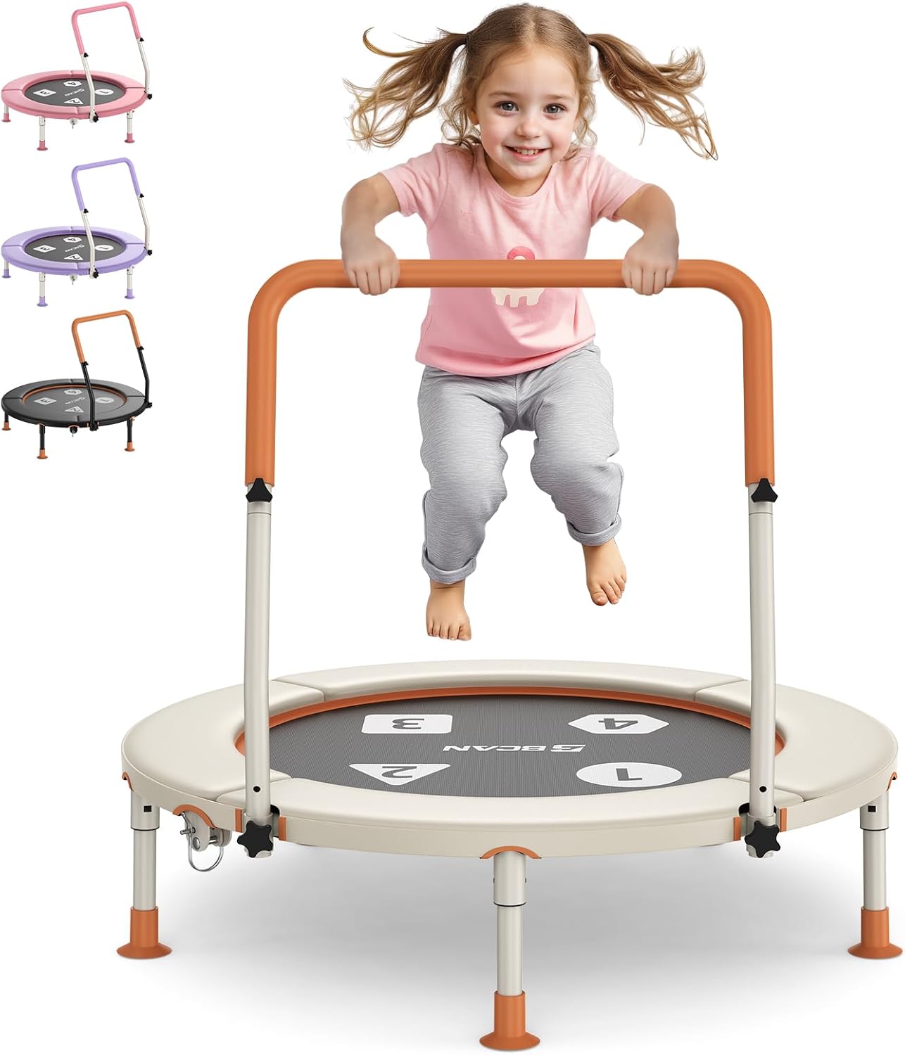 BCAN 36'' Toddler Trampoline, Foldable Mini Trampoline for Kids Ages 1-6, Adjust...