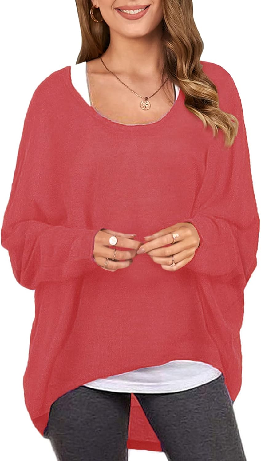 ZANZEA Women's Off-Shoulder Batwing Sleeve Blouse Casual Loose Oversized Baggy T...