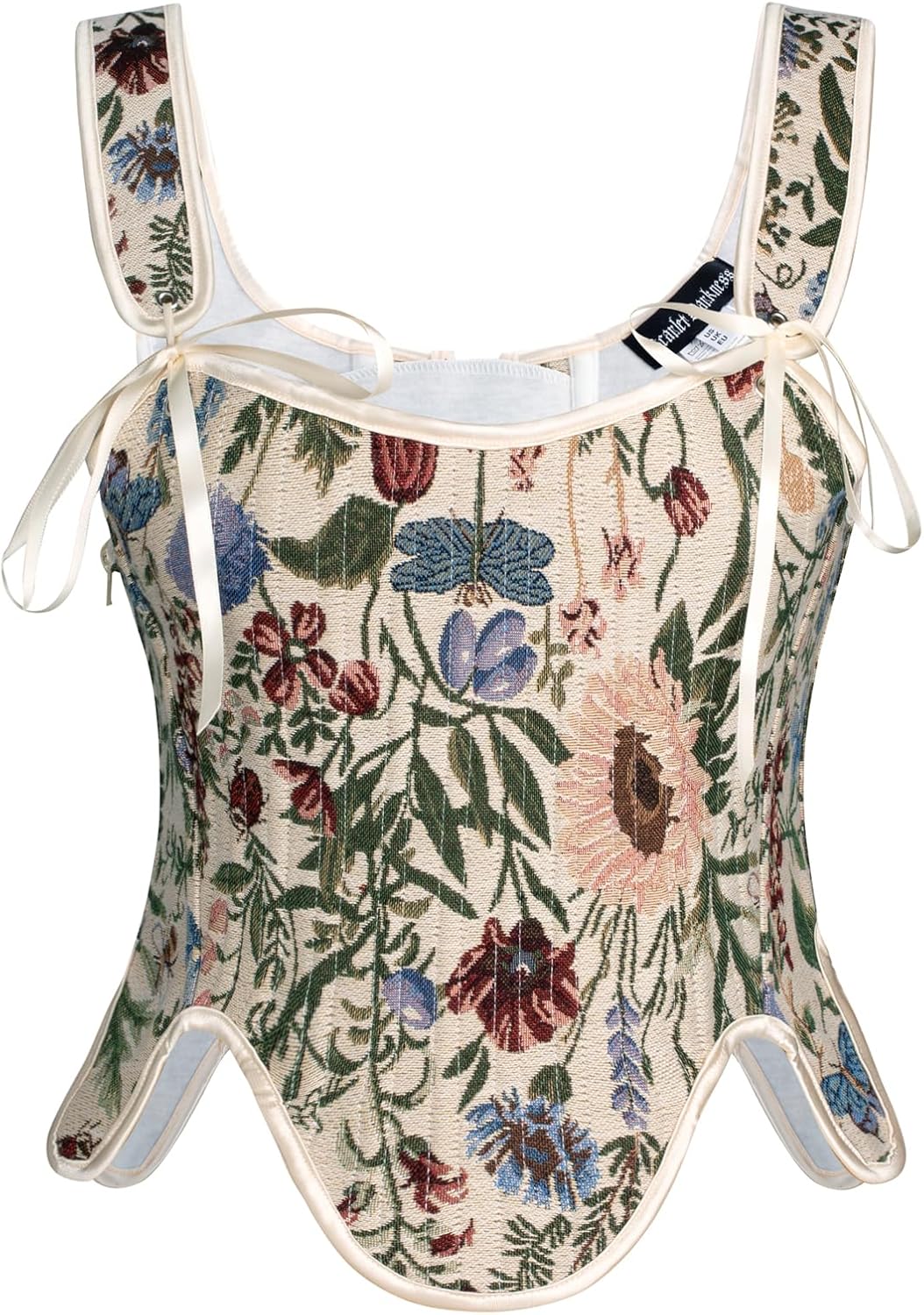 Scarlet Darkness Bustier Tops for Women Renaissance Floral Lace Up Bodyshaper Co...