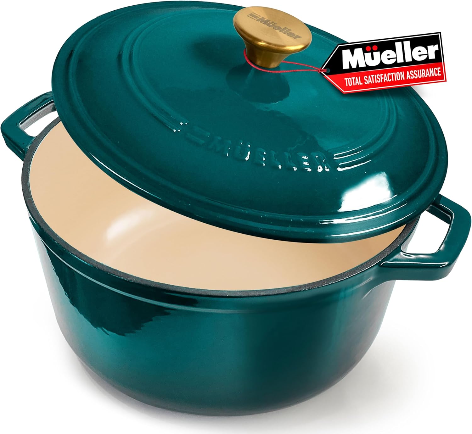 Mueller DuraCast 6 Quart Enameled Cast Iron Dutch Oven Pot with Lid, Heavy-Duty,...