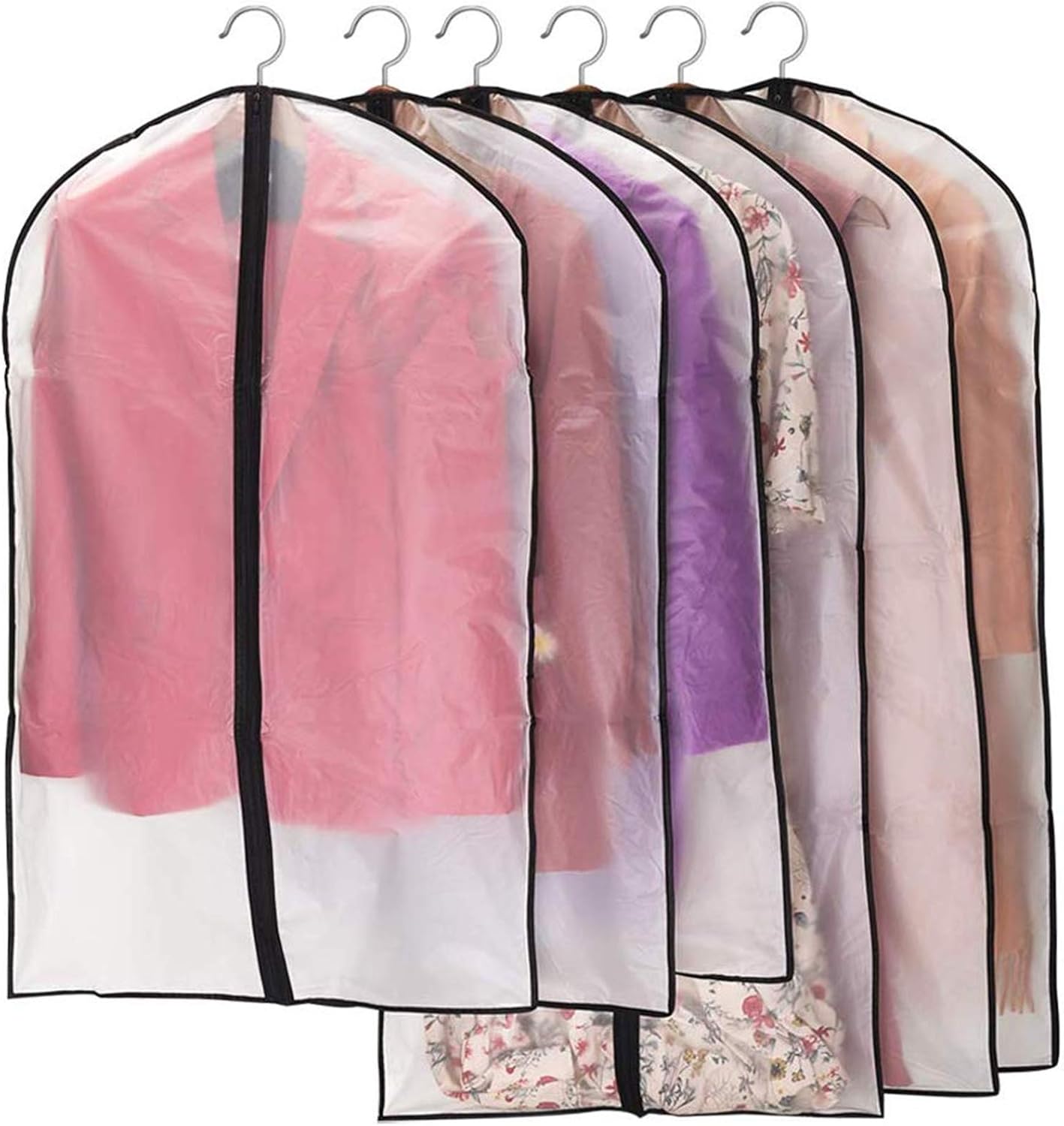 Niviy Garment Bags Pack of 6, Transparent Suit Bags, 120 x 60 cm + 100 x 60 cm B...