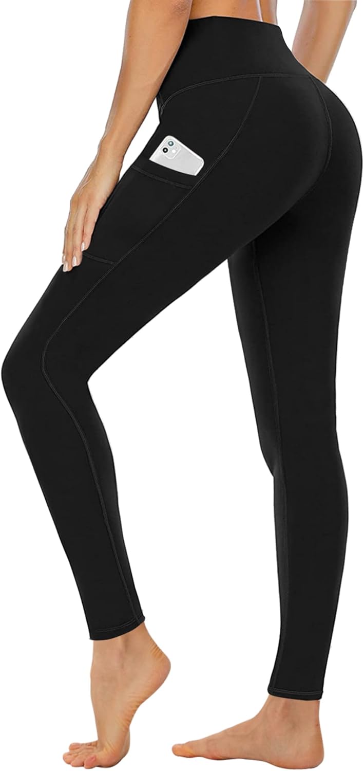 CAMPSNAIL Leggings for Women UK with Pockets High Waisted Ladies Black Sport Str...