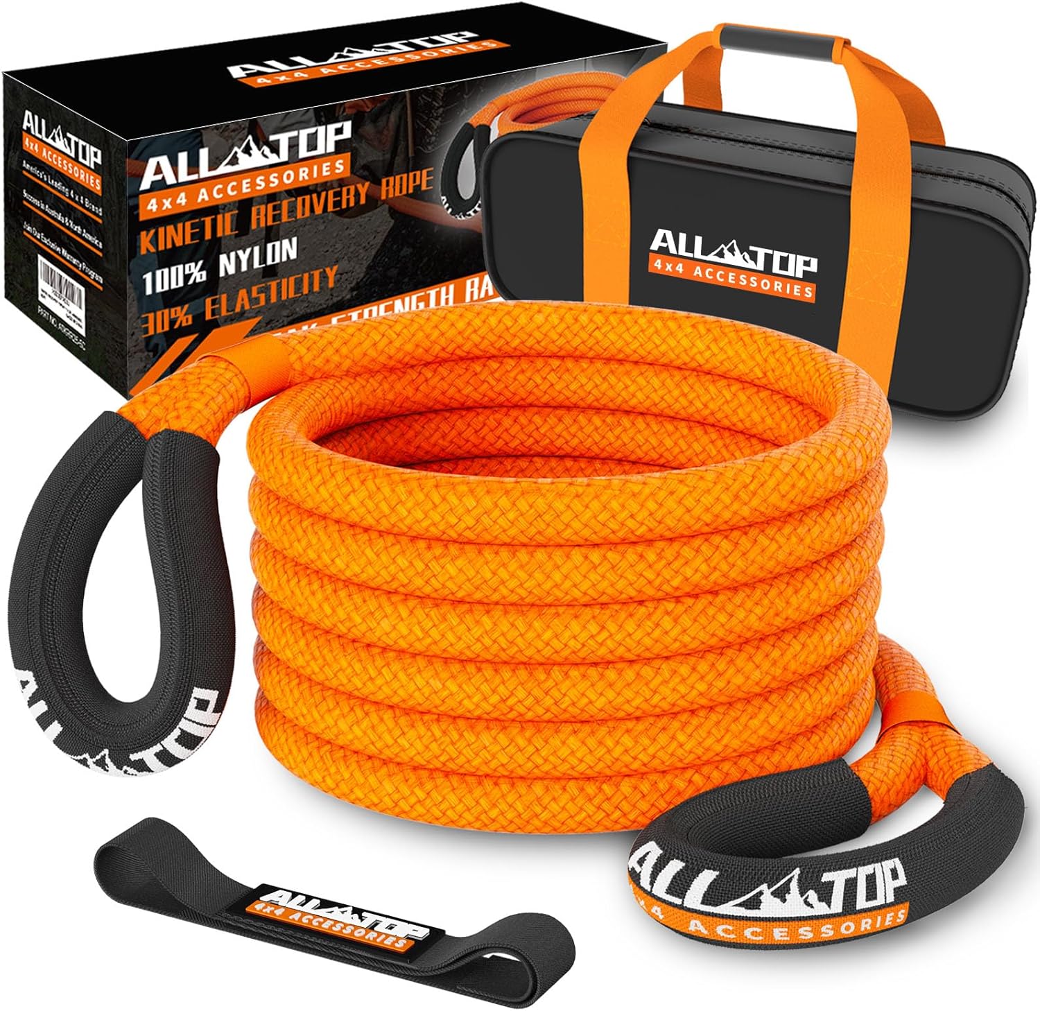 ALL-TOP Kinetic Recovery Rope, 48000Lbs, 1in x 30ft, Heavy Duty 30+% Elasticity,...