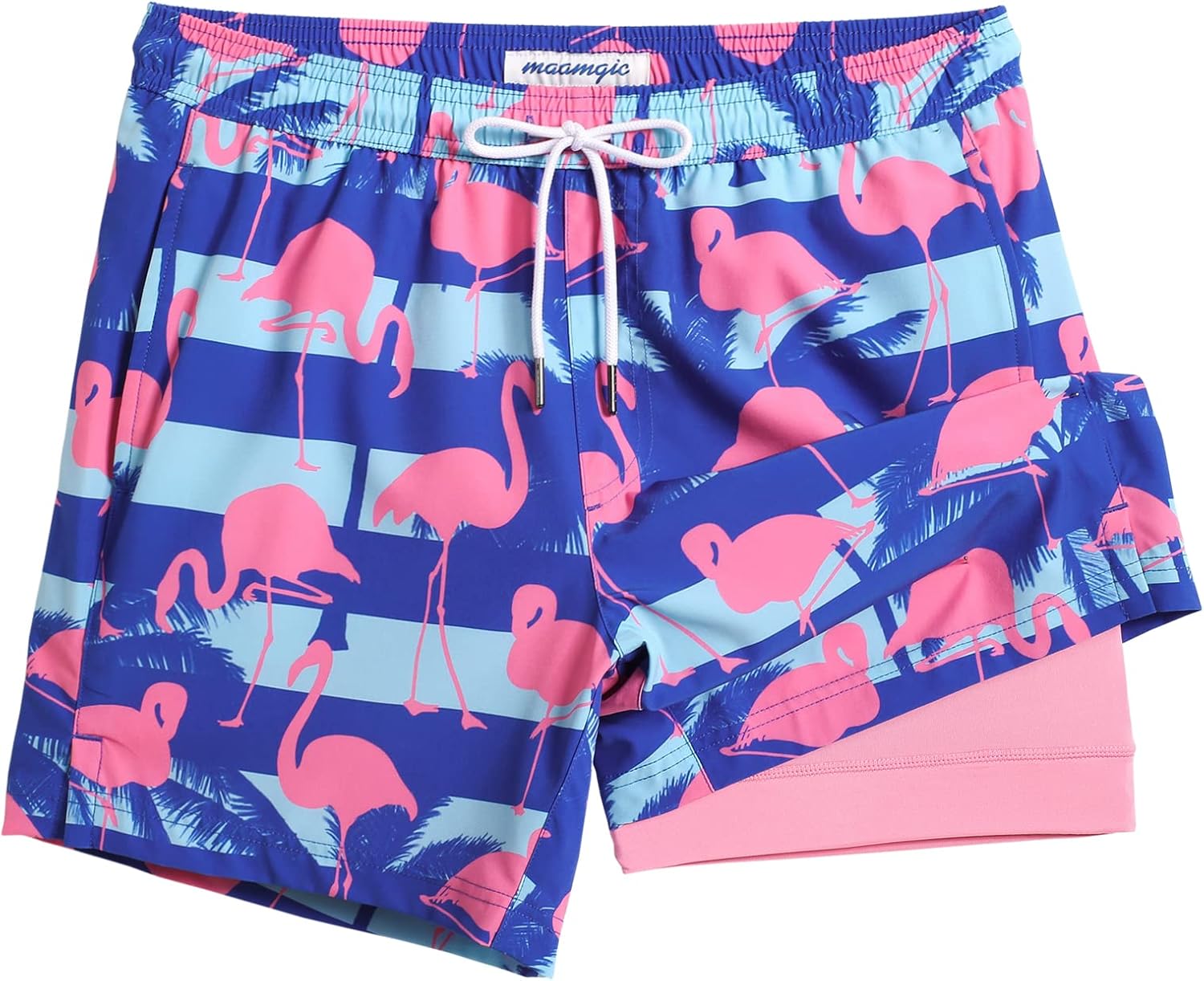 maamgic Mens 5 Inch Stretch Swimming Shorts Compression Liner Swim Trunks Swimwe...