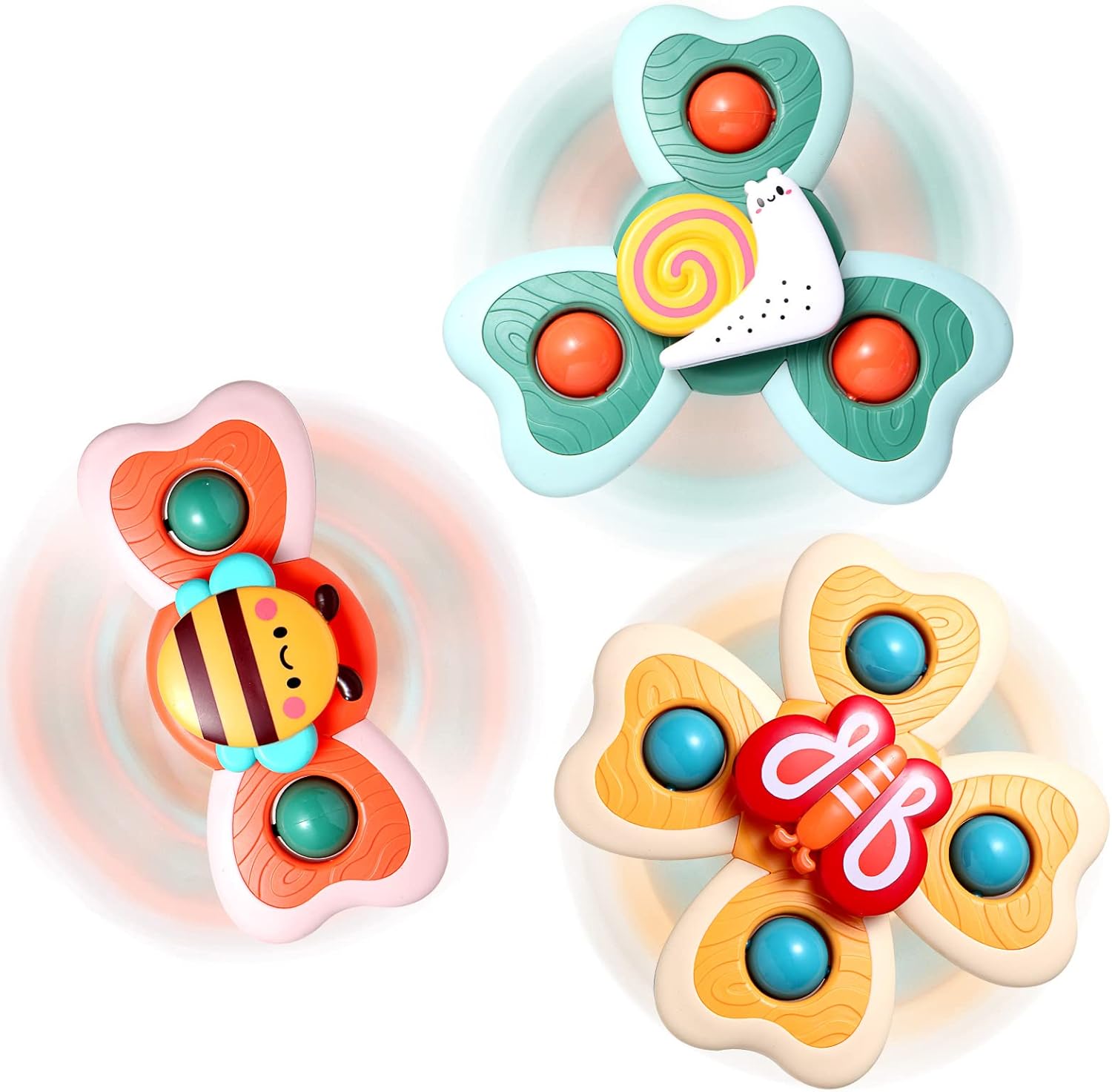 Hooku Suction Toys for Baby, 3 Pcs Suction Cup Toys for Babies, Suction Spinner...