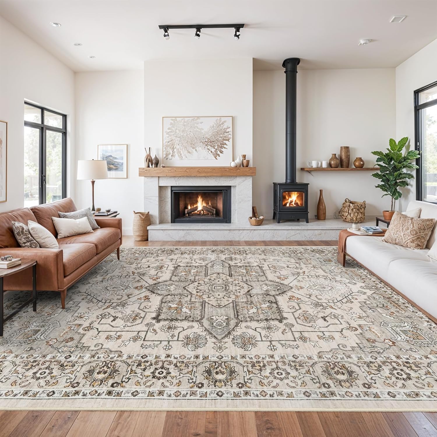 RUUGME 10x14 Area Rug Washable - Washable Lightweight Area Rug Stain Resistant C...