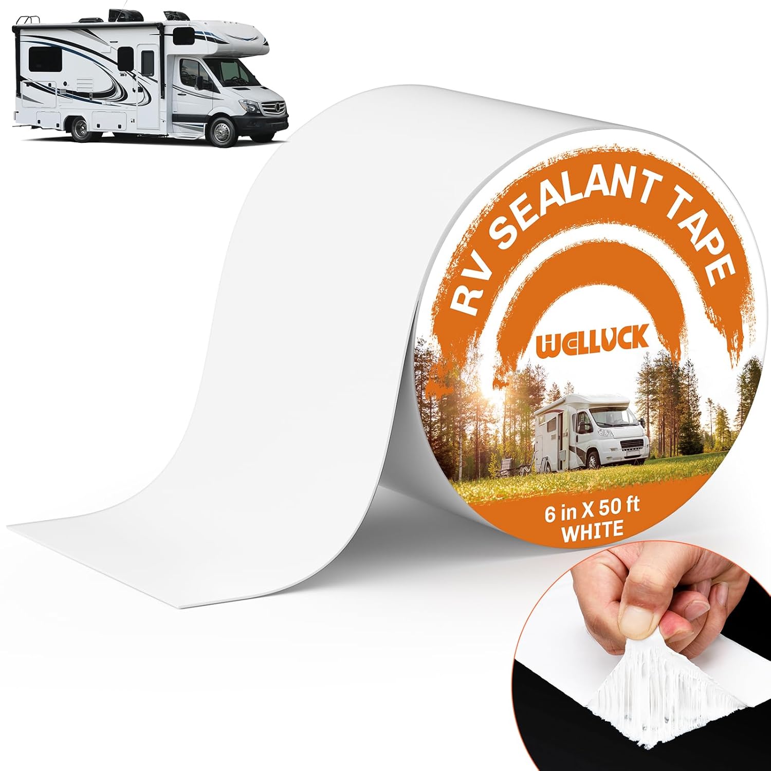 WELLUCK RV Roof Sealant Tape Camper Roofing Repair Tape, 6 Inch X 50 Foot Natura...