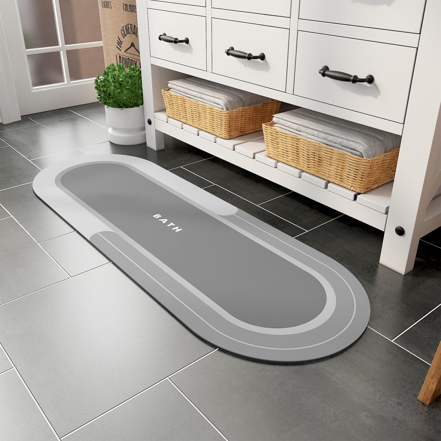 MontVoo Bathroom Rug Mat Runner Long-Bath Mat for Bathroom Non Slip Absorbent Qu...
