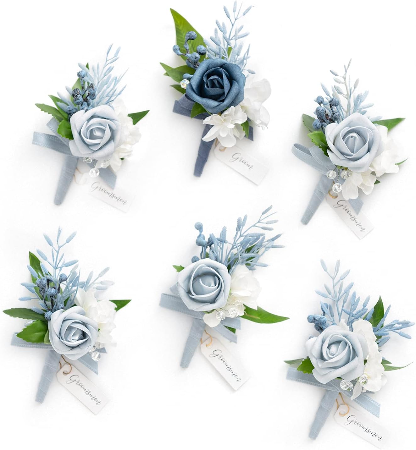 Ling's Moment Boutonniere for Men, 6pcs Groom Groomsmen Boutonniere, Artificial...