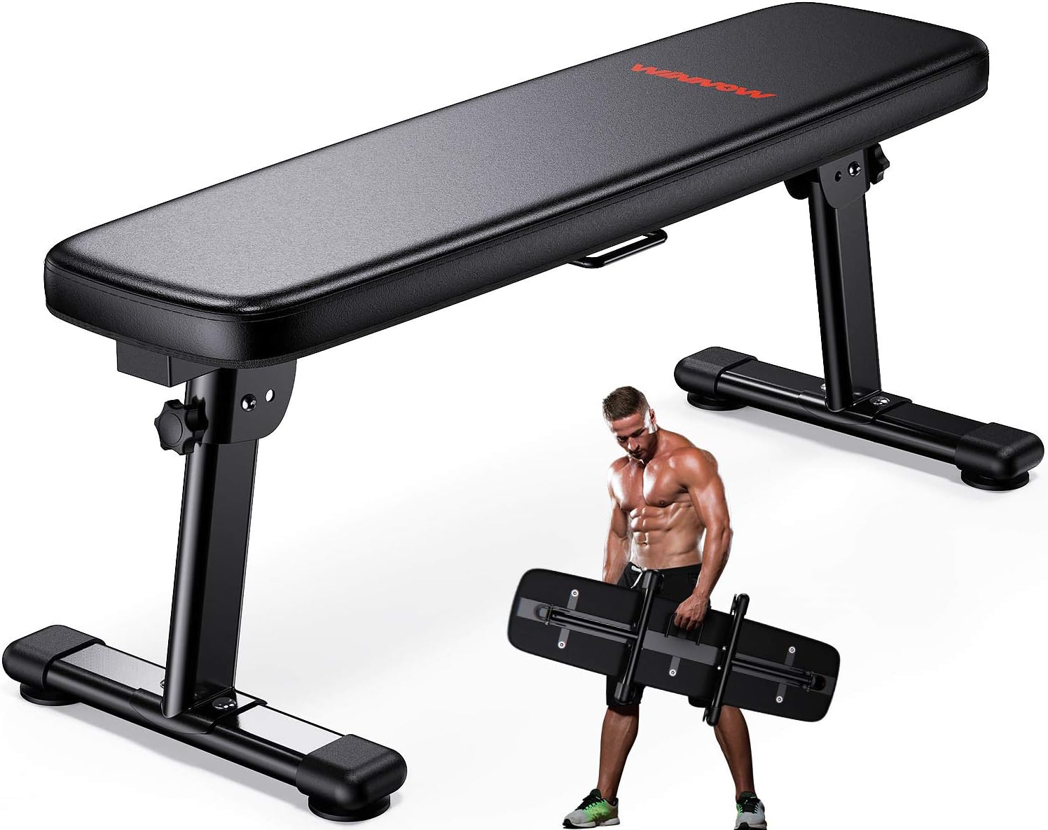 WINNOW Weight Bench Folding Workout Bench with Carrying Handle Flat Home Trainin...