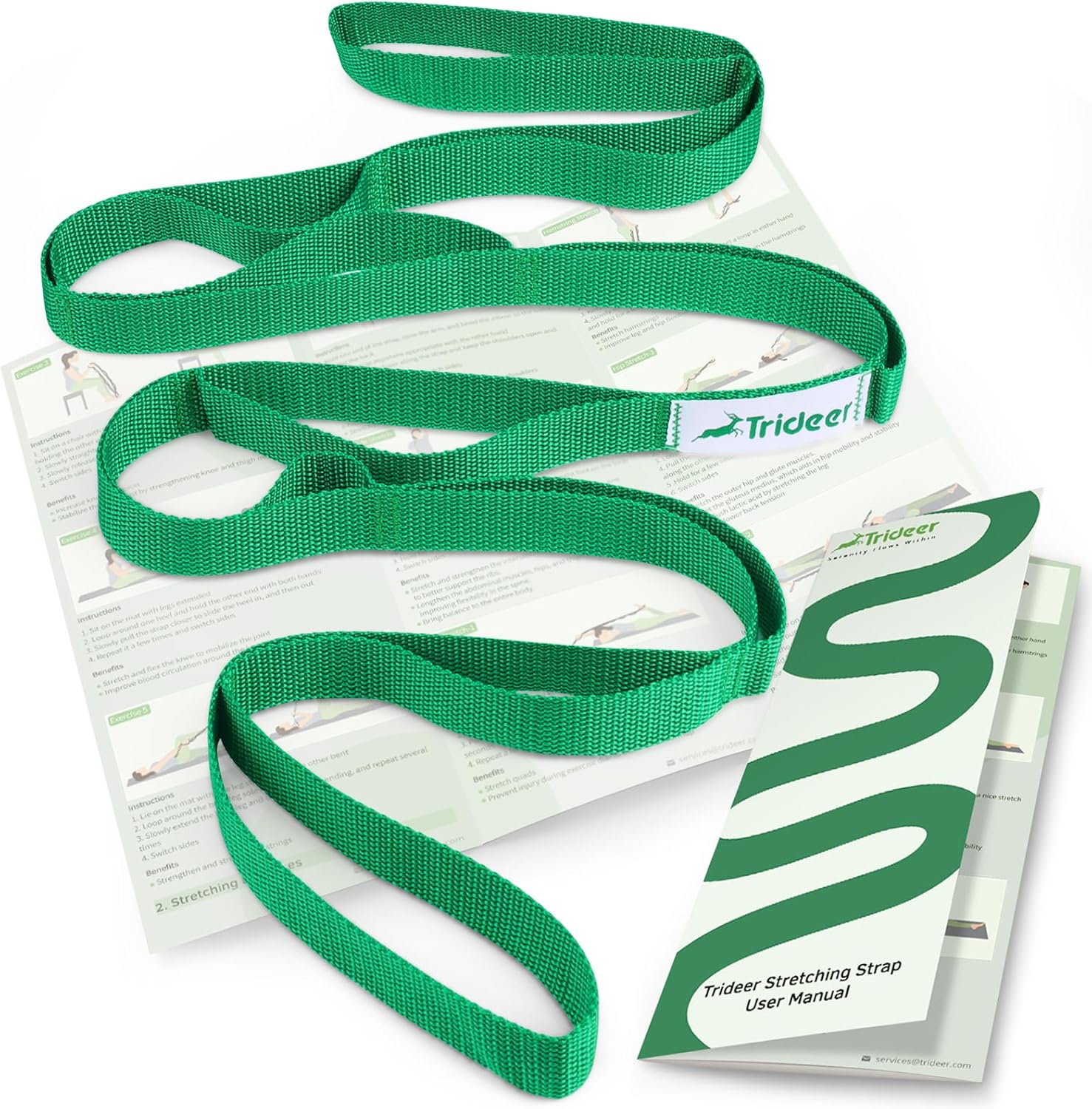 Trideer Stretching Strap Yoga Strap for Physical Therapy, 10 Loops Yoga Straps f...